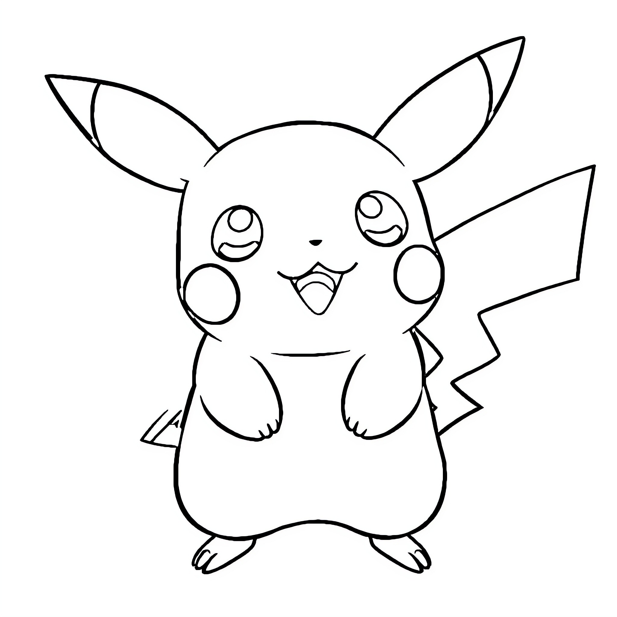 Pikachu the Cute and Iconic Pokémon Coloring Page (free black-and-white line drawing printable PDF for all, from beginners to advanced learners, including children, teens, adults, and seniors)