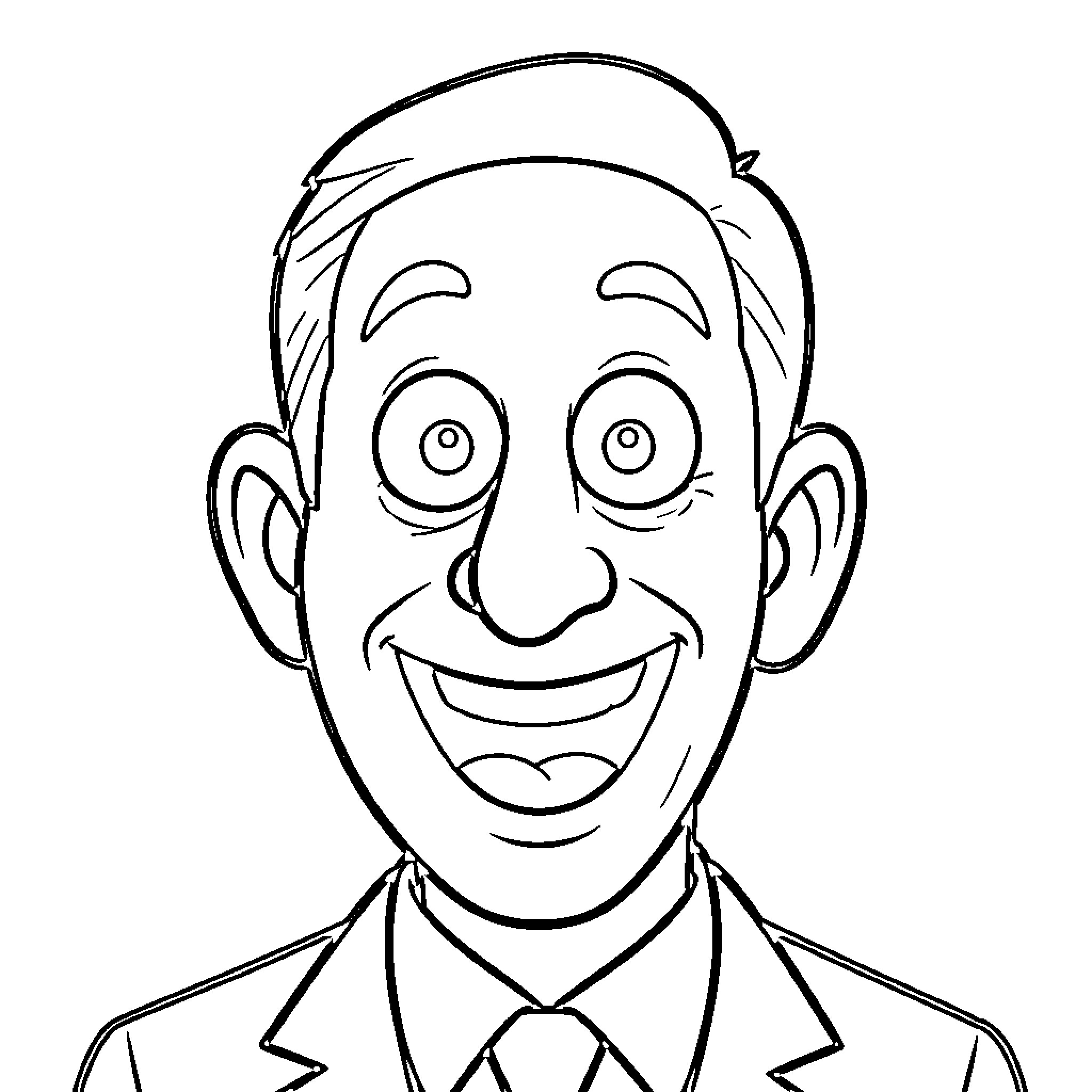 Mr Bean's comical facial expression Coloring Page (free black-and-white line drawing printable PDF for all, from beginners to advanced learners, including children, teens, adults, and seniors)