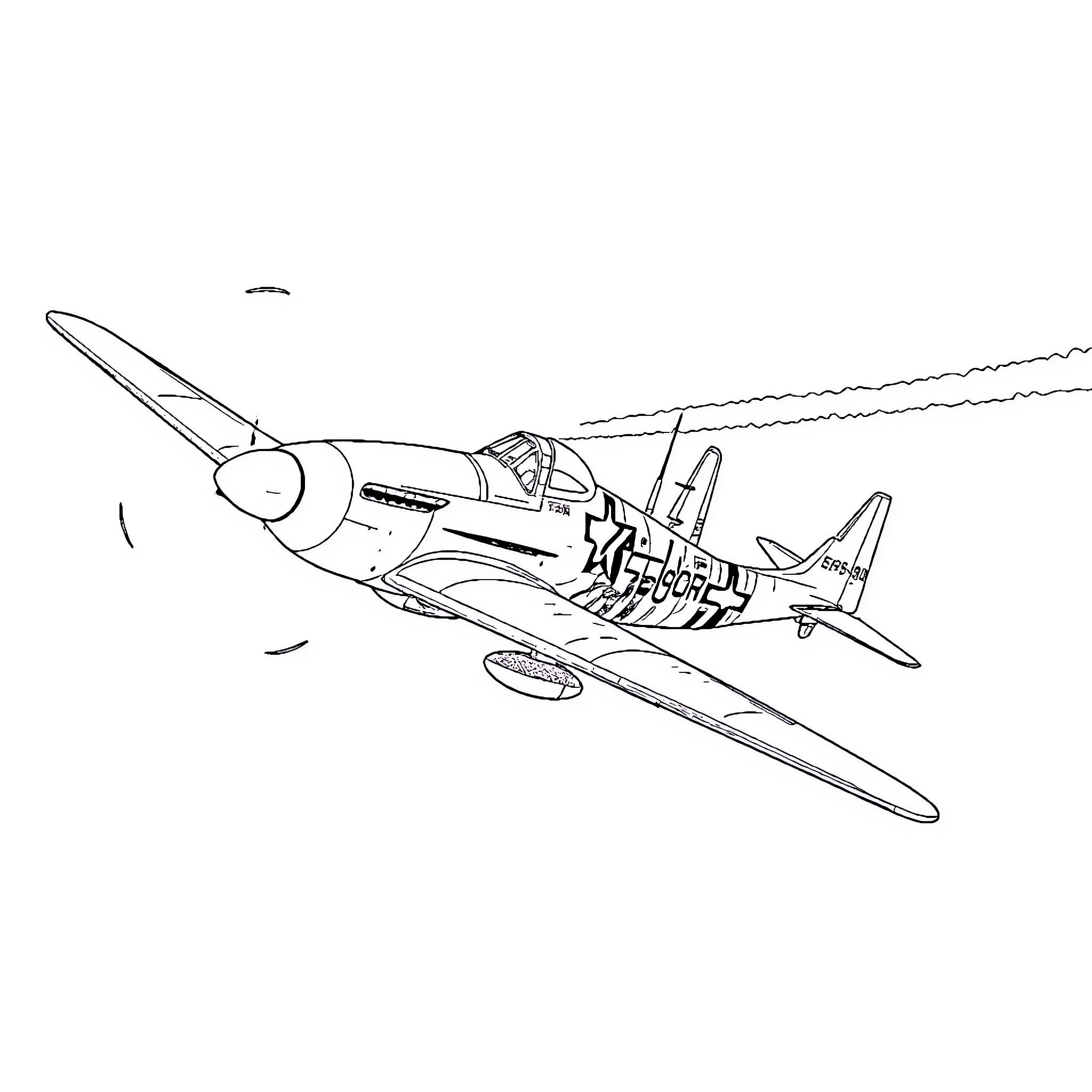 Airplane in Energetic Flight Coloring Page (free black-and-white line drawing printable PDF for all, from beginners to advanced learners, including children, teens, adults, and seniors)