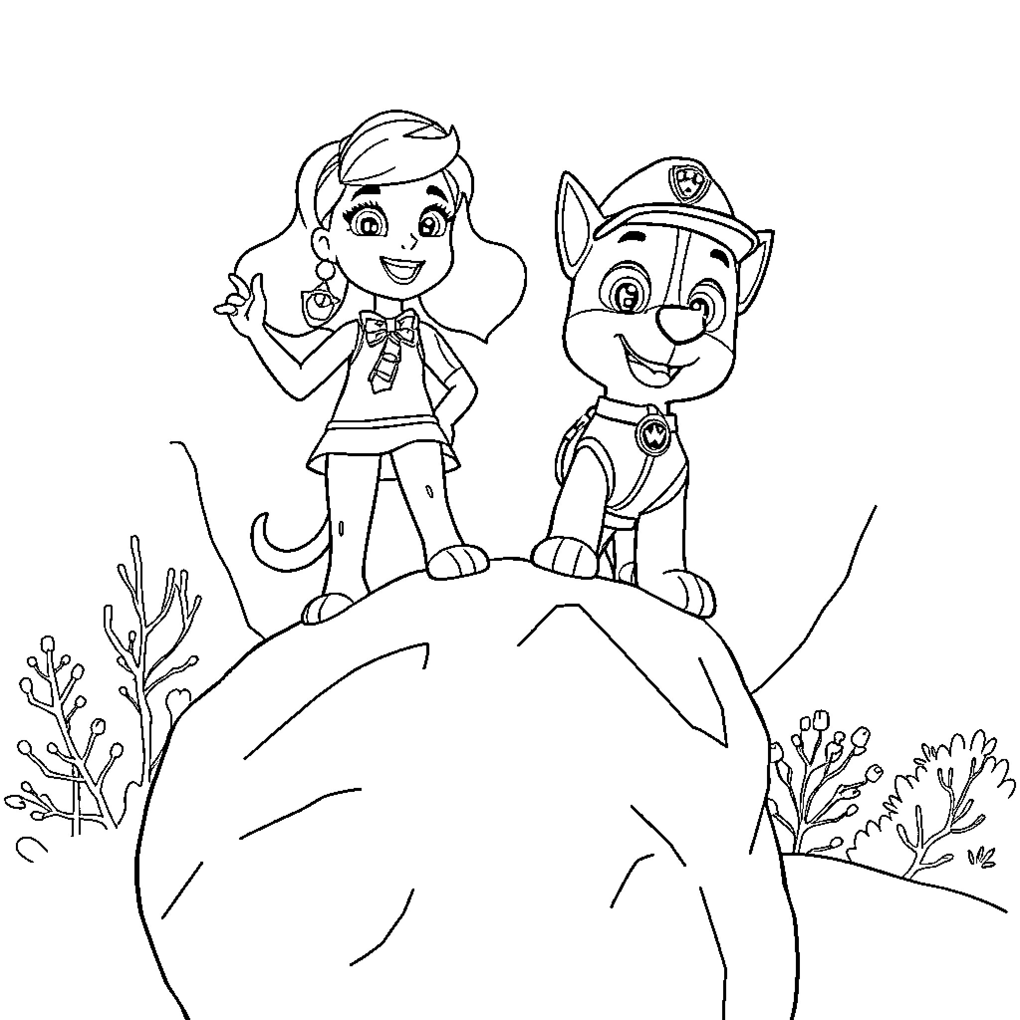 Coral Pals Exploring the Underwater World Coloring Page (free black-and-white line drawing printable PDF for all, from beginners to advanced learners, including children, teens, adults, and seniors)