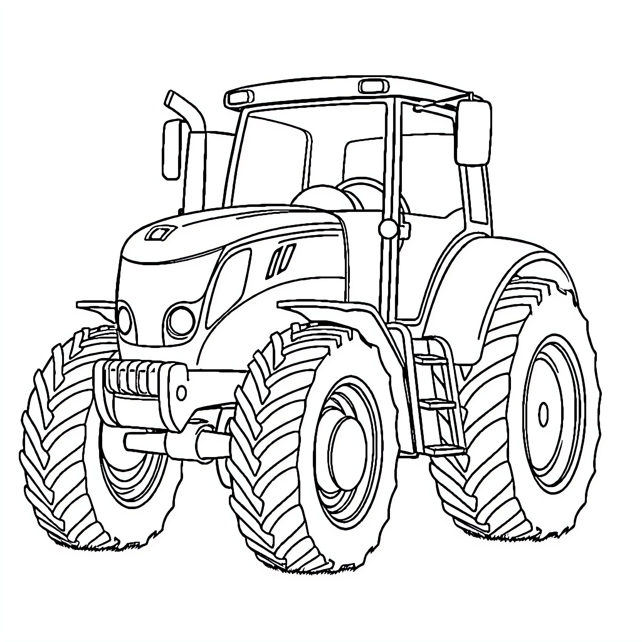 Tractor performing essential farm work Coloring Page (free black-and-white line drawing printable PDF for all, from beginners to advanced learners, including children, teens, adults, and seniors)