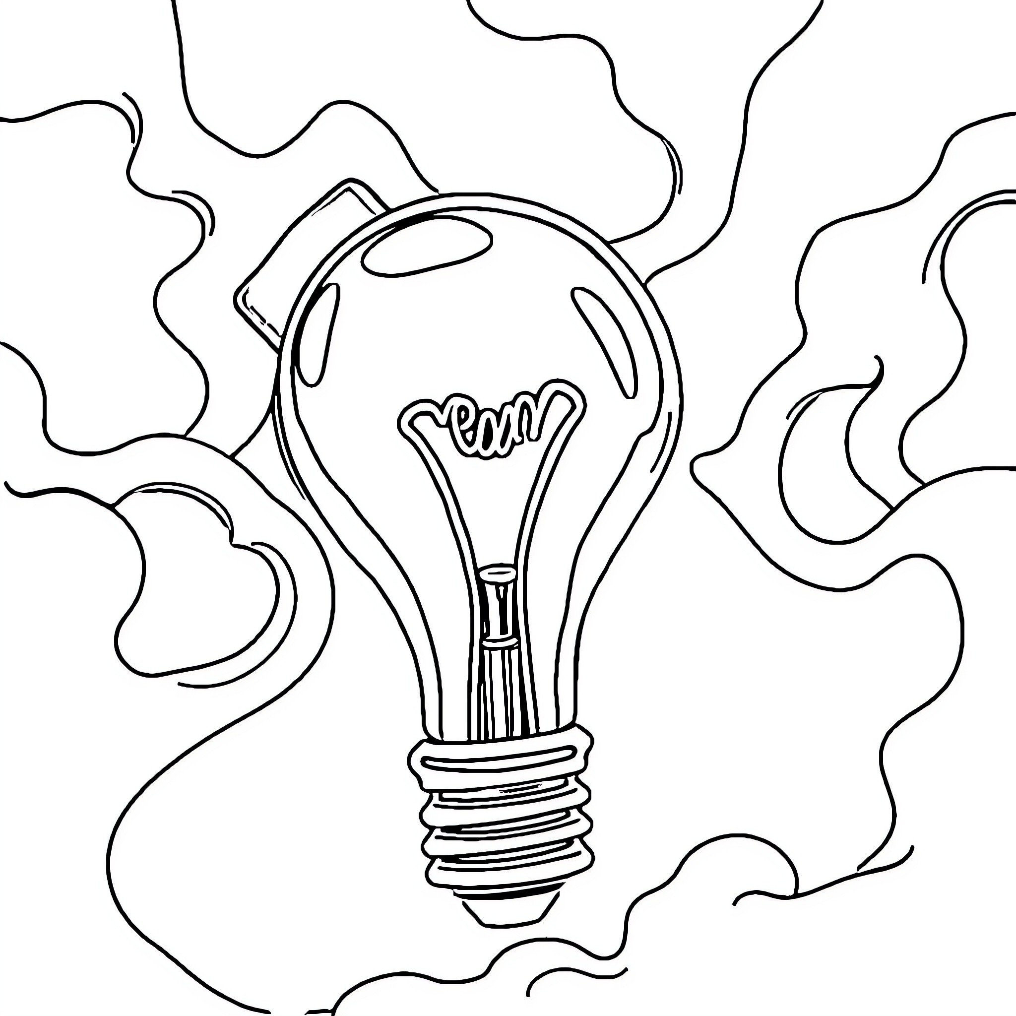 Idea for illuminating creativity Coloring Page (free black-and-white line drawing printable PDF for all, from beginners to advanced learners, including children, teens, adults, and seniors)