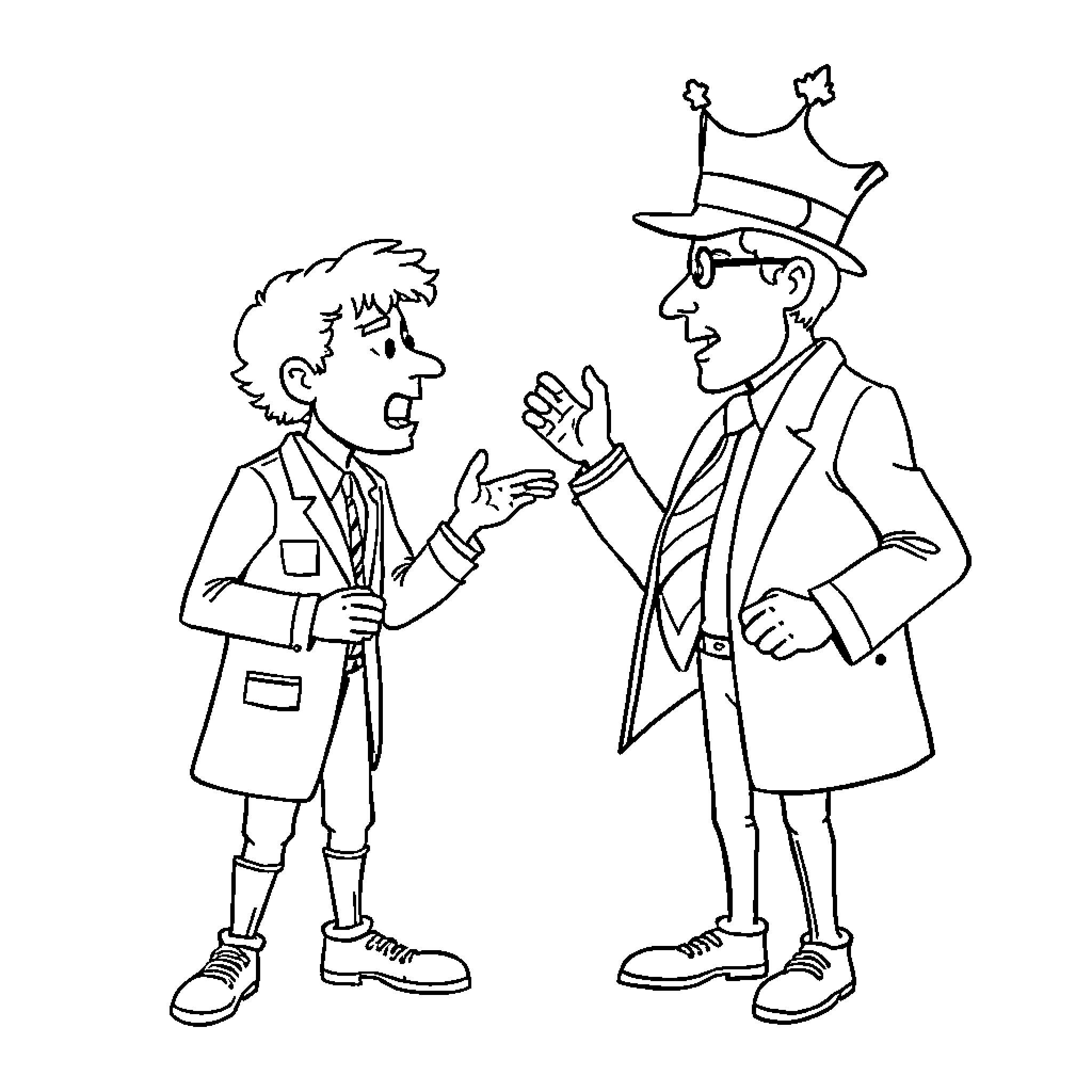 Canada police officers in discussion Coloring Page (free black-and-white line drawing printable PDF for all, from beginners to advanced learners, including children, teens, adults, and seniors)