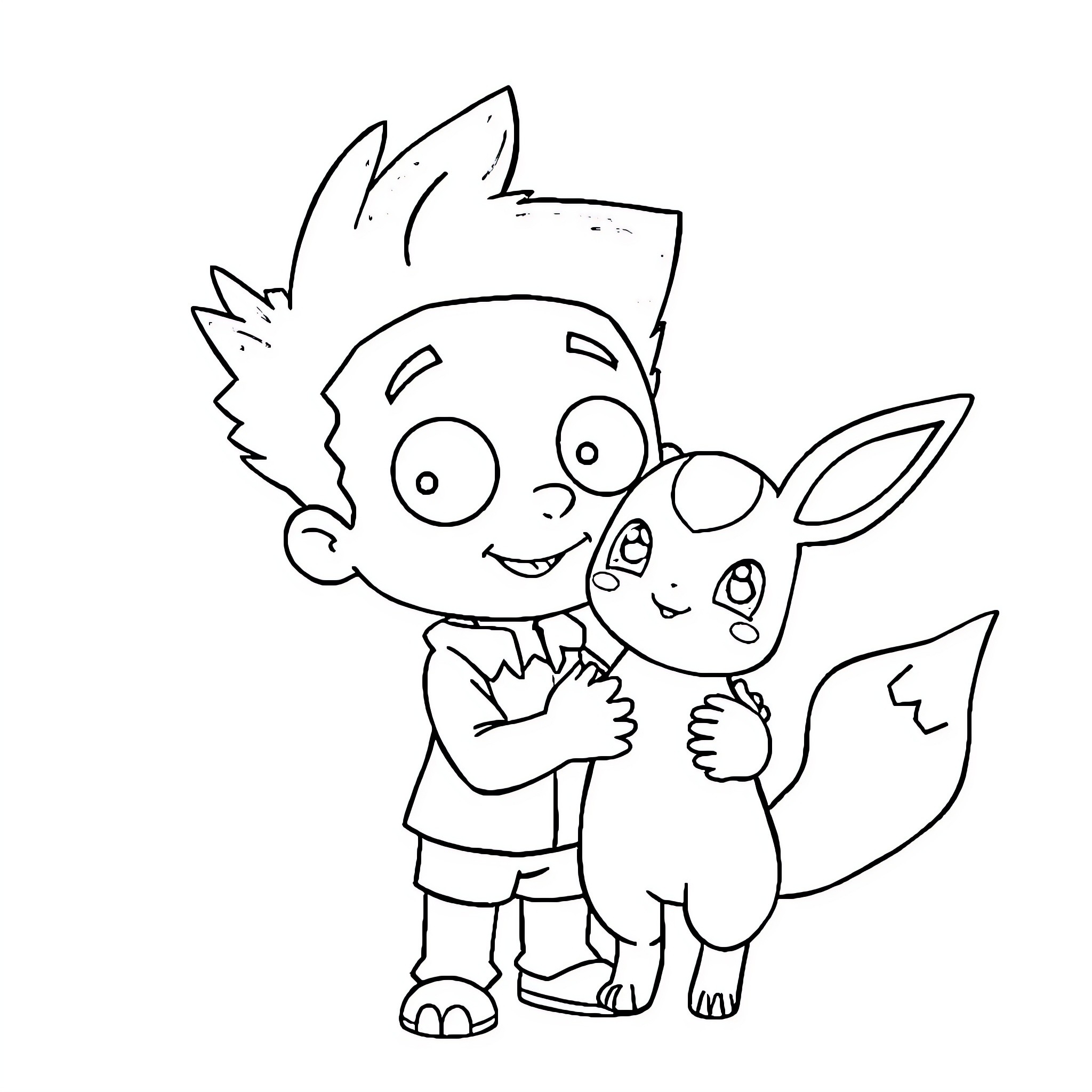 Sheldon and his Furry Companion in Black and White Coloring Page (free black-and-white line drawing printable PDF for all, from beginners to advanced learners, including children, teens, adults, and seniors)