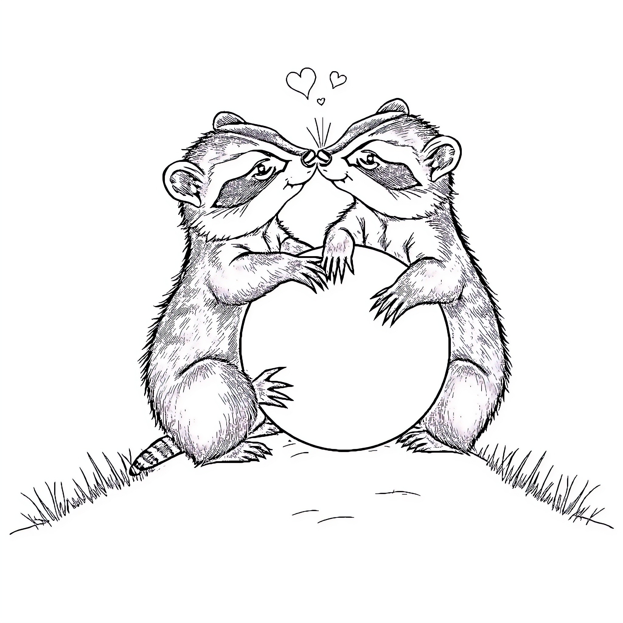 Fox Couple Sharing a Loving Embrace Coloring Page (free black-and-white line drawing printable PDF for all, from beginners to advanced learners, including children, teens, adults, and seniors)