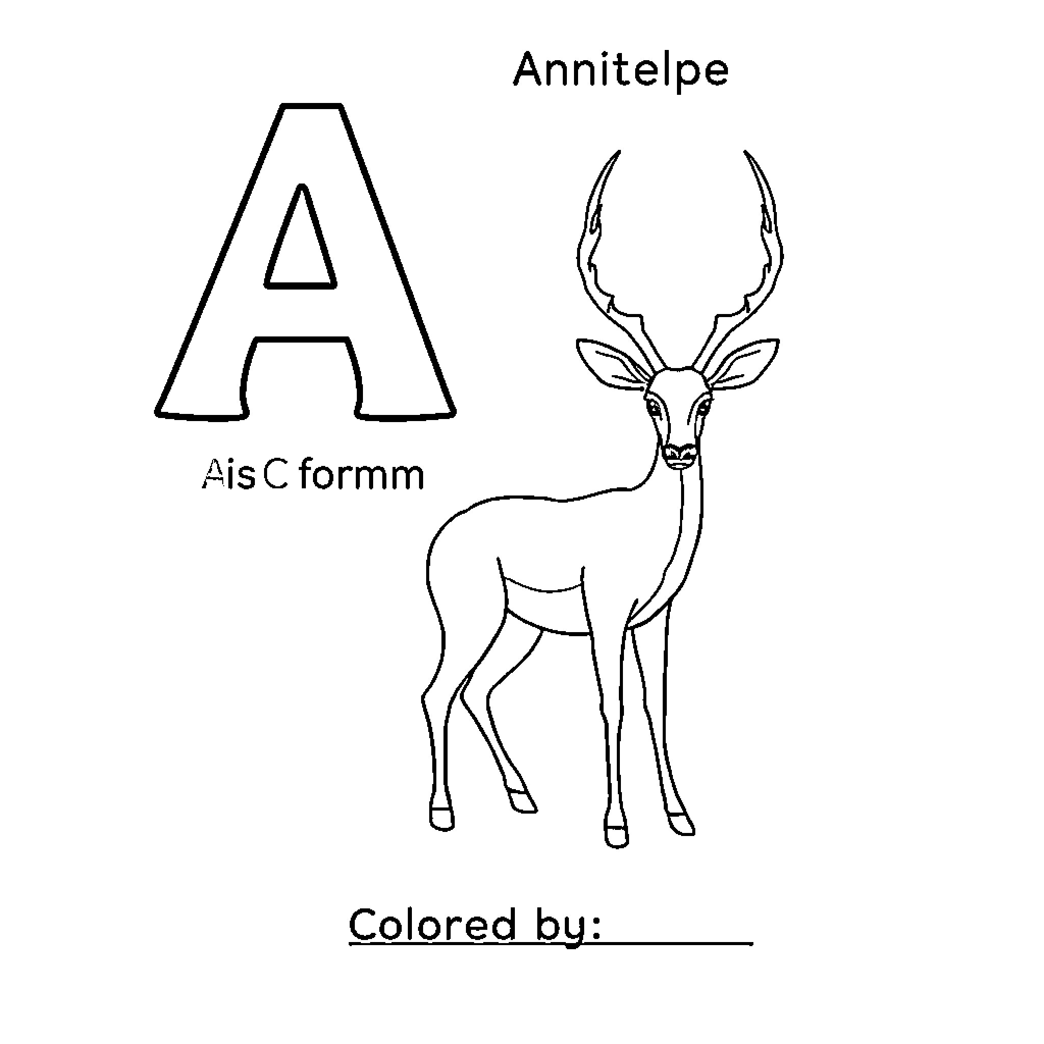 Antelope standing proudly in the image Coloring Page (free black-and-white line drawing printable PDF for all, from beginners to advanced learners, including children, teens, adults, and seniors)