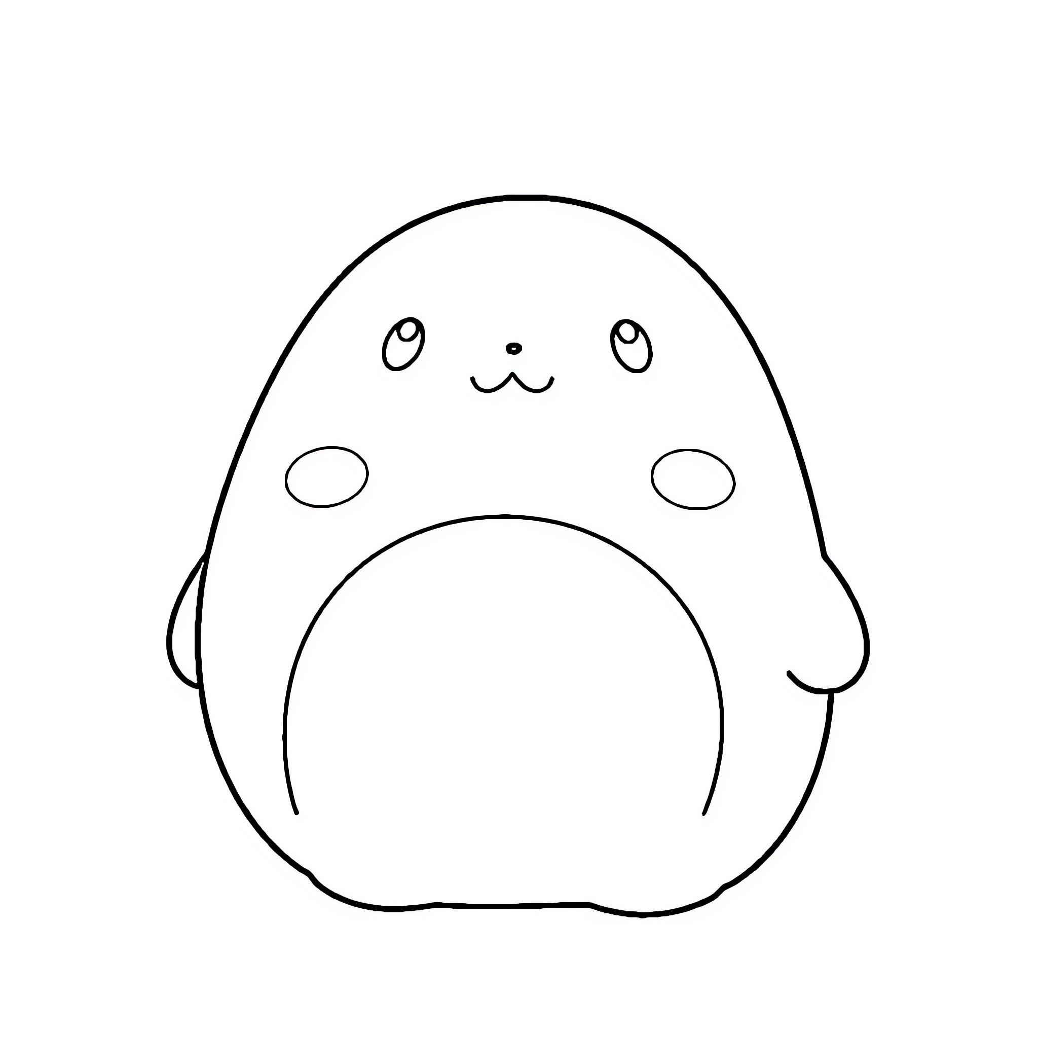 Squishmallow character in simple outline Coloring Page (free black-and-white line drawing printable PDF for all, from beginners to advanced learners, including children, teens, adults, and seniors)