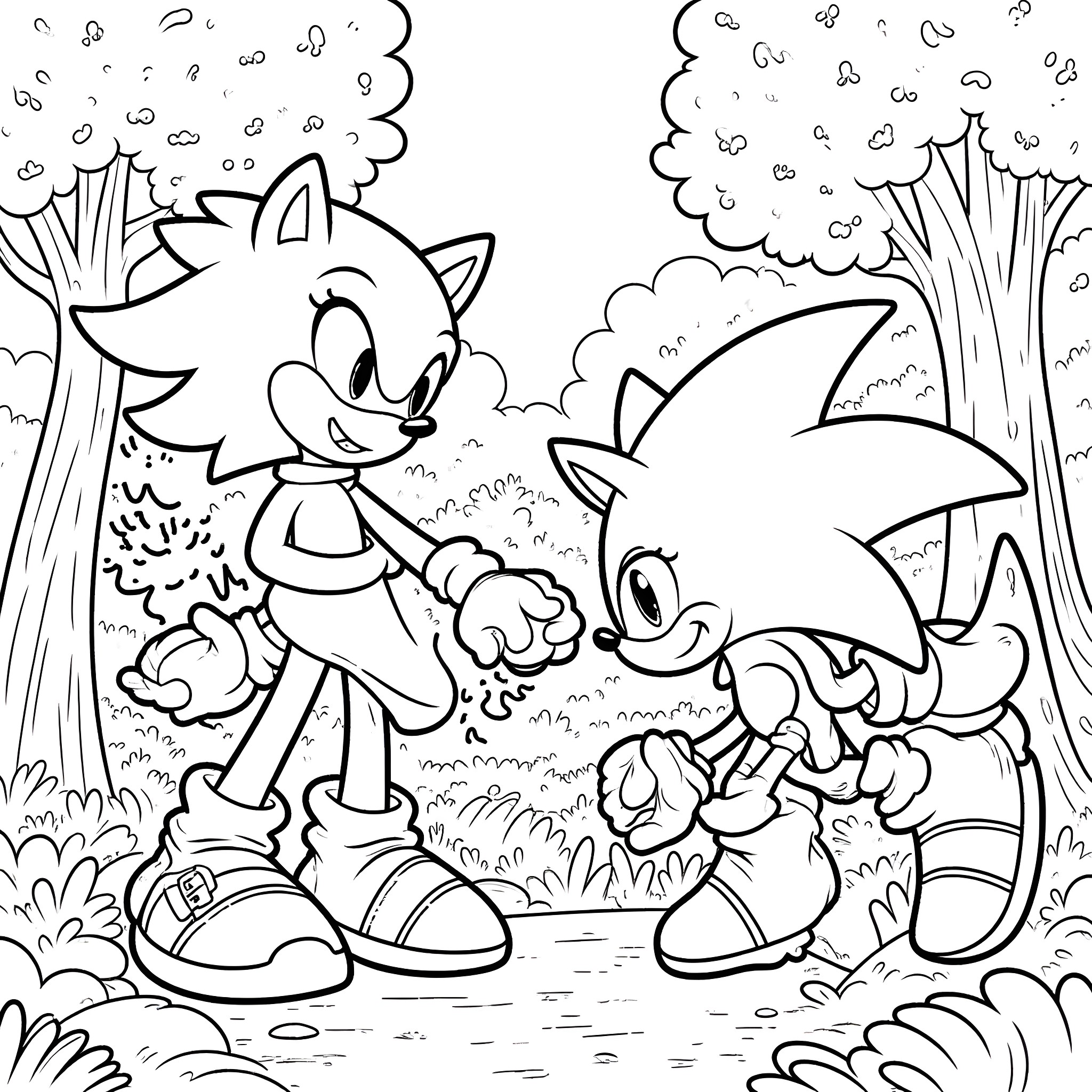 Alastor's Cheerful Adventure in the Forest Coloring Page (free black-and-white line drawing printable PDF for all, from beginners to advanced learners, including children, teens, adults, and seniors)