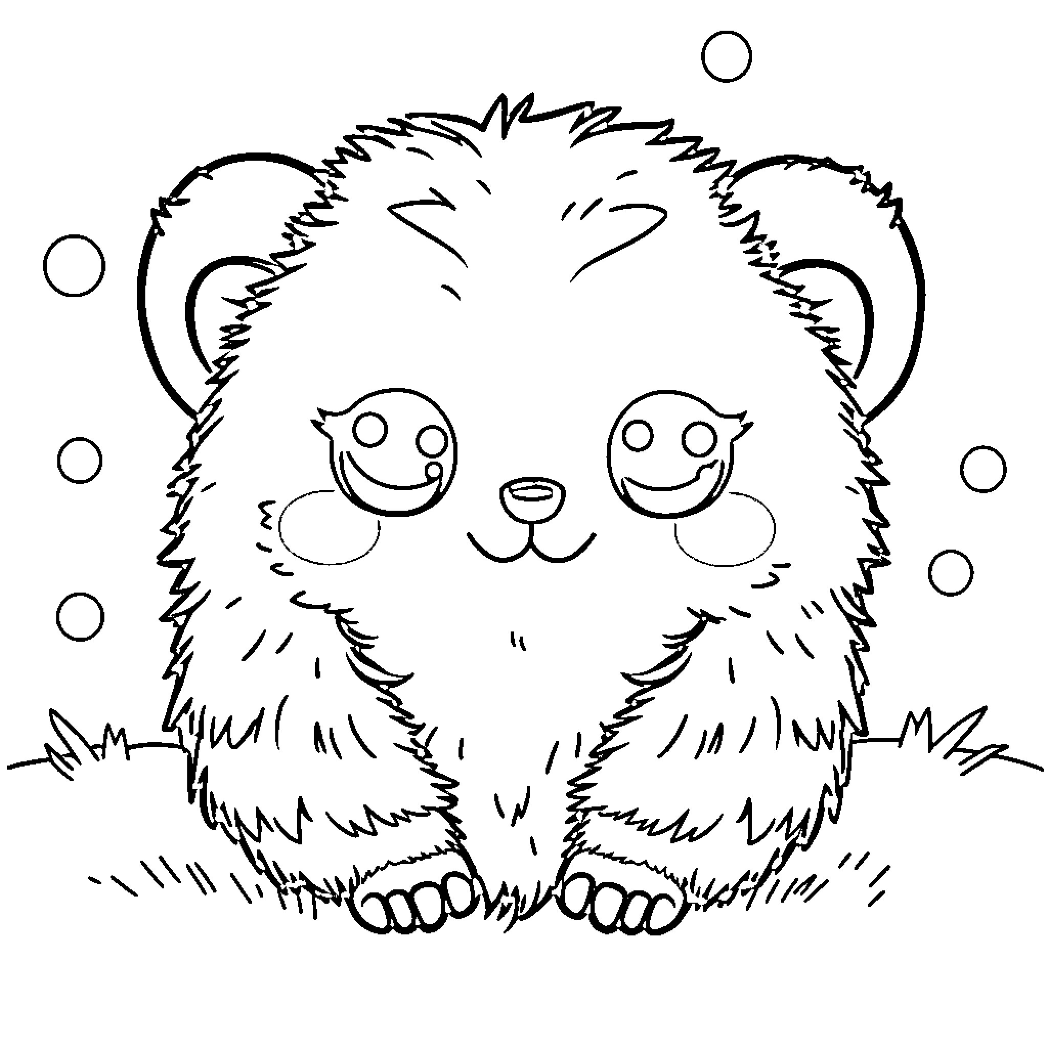 Care Bear with happy smiling expression Coloring Page (free black-and-white line drawing printable PDF for all, from beginners to advanced learners, including children, teens, adults, and seniors)