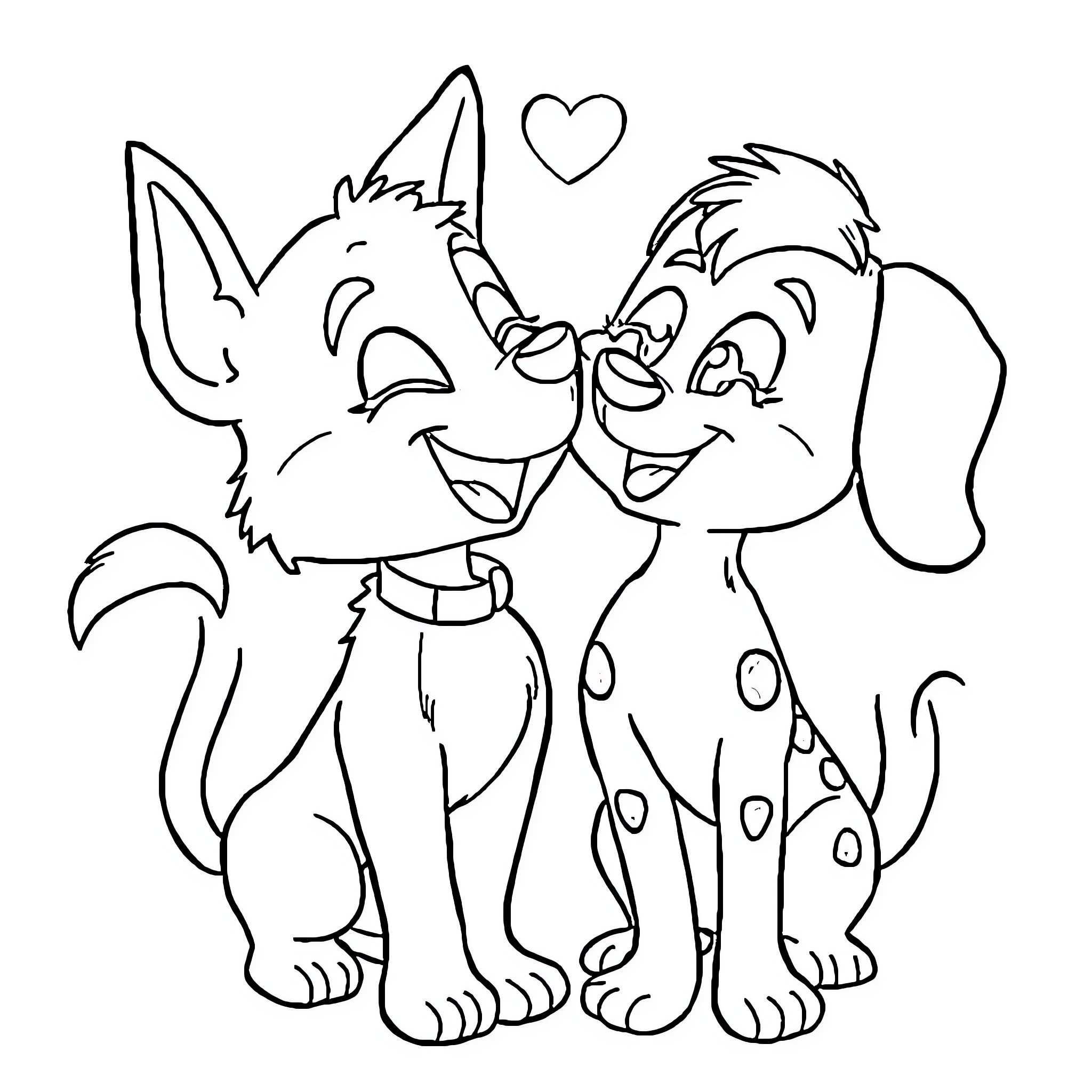 Bluey and friends playing together happily Coloring Page (free black-and-white line drawing printable PDF for all, from beginners to advanced learners, including children, teens, adults, and seniors)