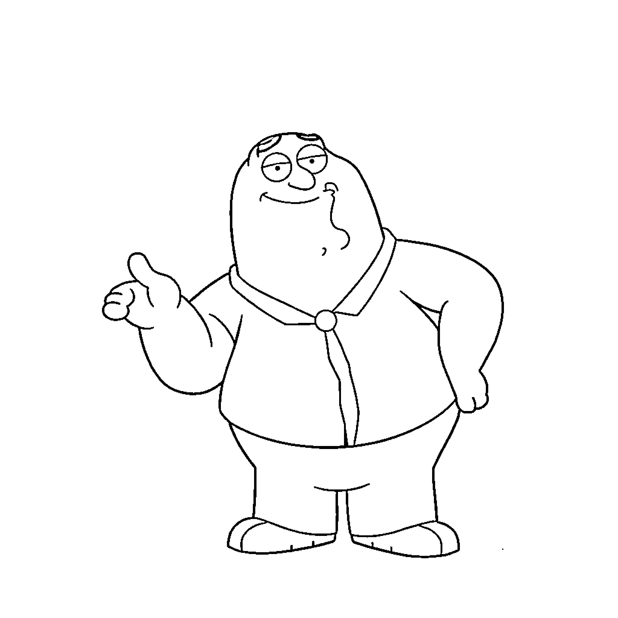 Peter Griffin giving a thumbs up in casual outfit Coloring Page (free black-and-white line drawing printable PDF for all, from beginners to advanced learners, including children, teens, adults, and seniors)