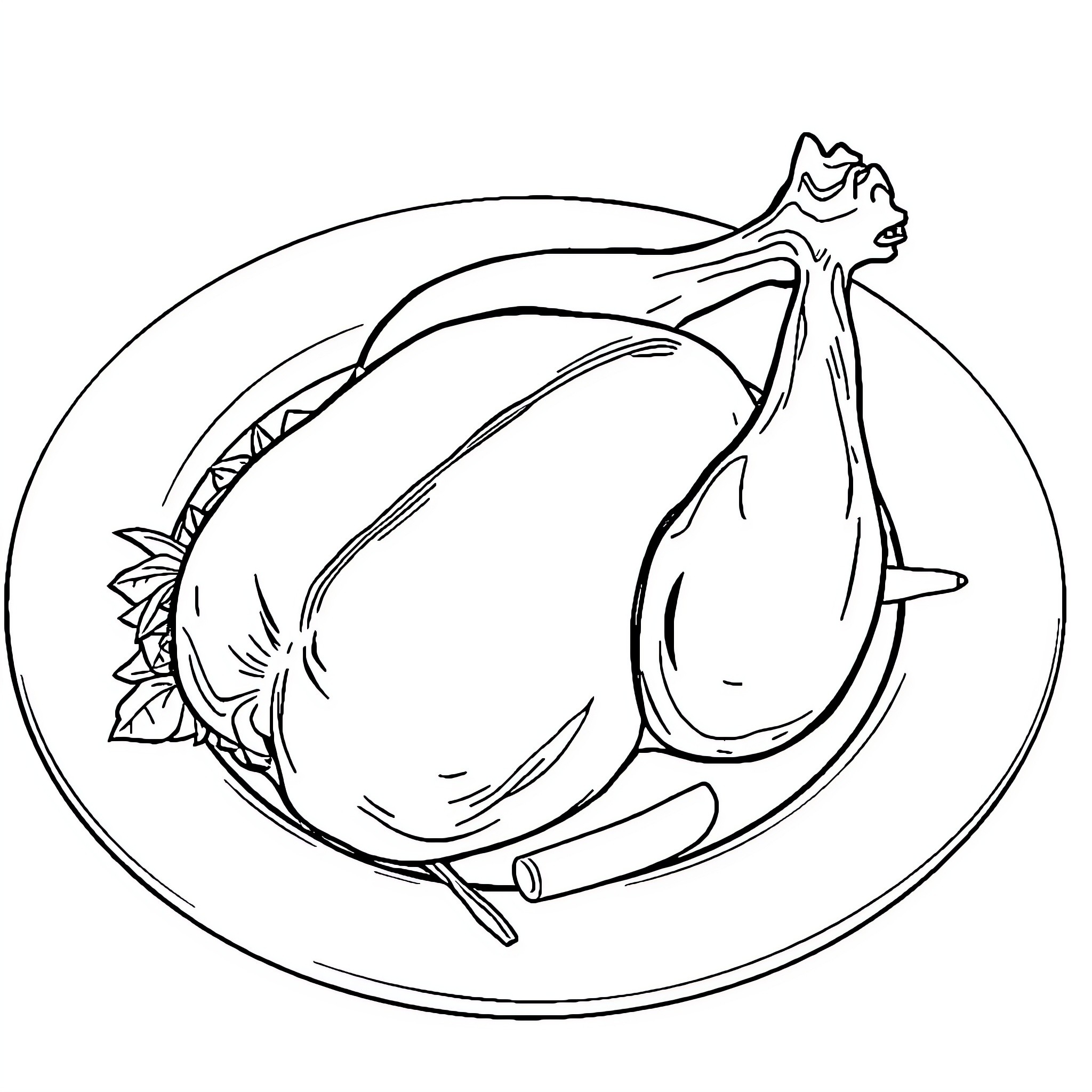 Ayam roasted poultry dish Coloring Page (free black-and-white line drawing printable PDF for all, from beginners to advanced learners, including children, teens, adults, and seniors)