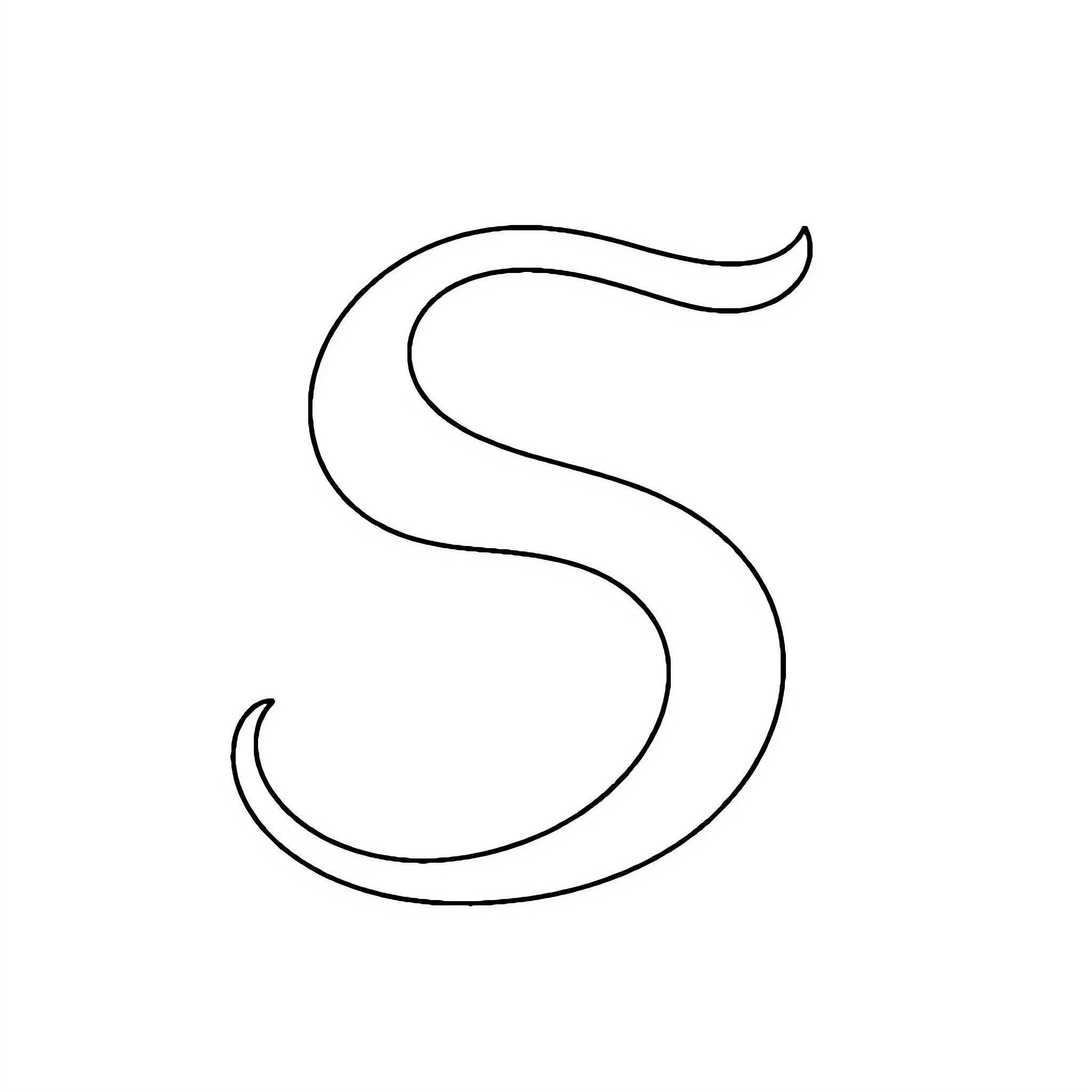 Stylized letter S illustration Coloring Page (free black-and-white line drawing printable PDF for all, from beginners to advanced learners, including children, teens, adults, and seniors)