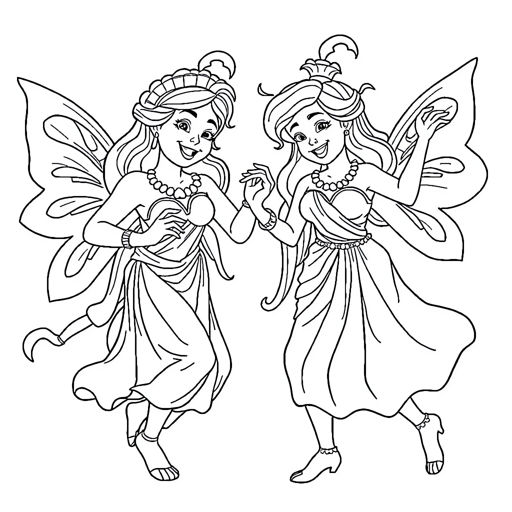Fate of the Enchanting Fairy Dancers Coloring Page (free black-and-white line drawing printable PDF for all, from beginners to advanced learners, including children, teens, adults, and seniors)