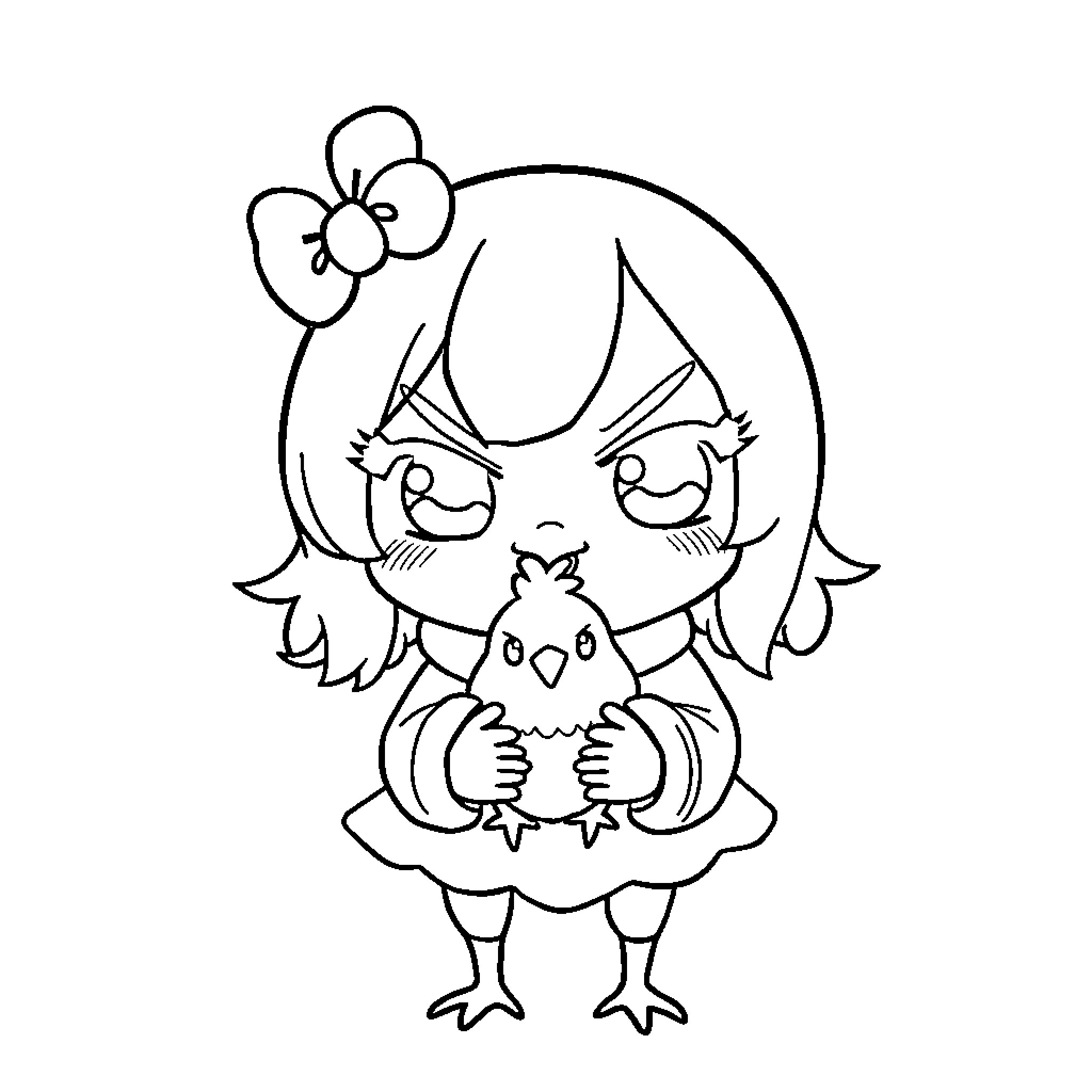 Kuromi and her adorable companion Coloring Page (free black-and-white line drawing printable PDF for all, from beginners to advanced learners, including children, teens, adults, and seniors)