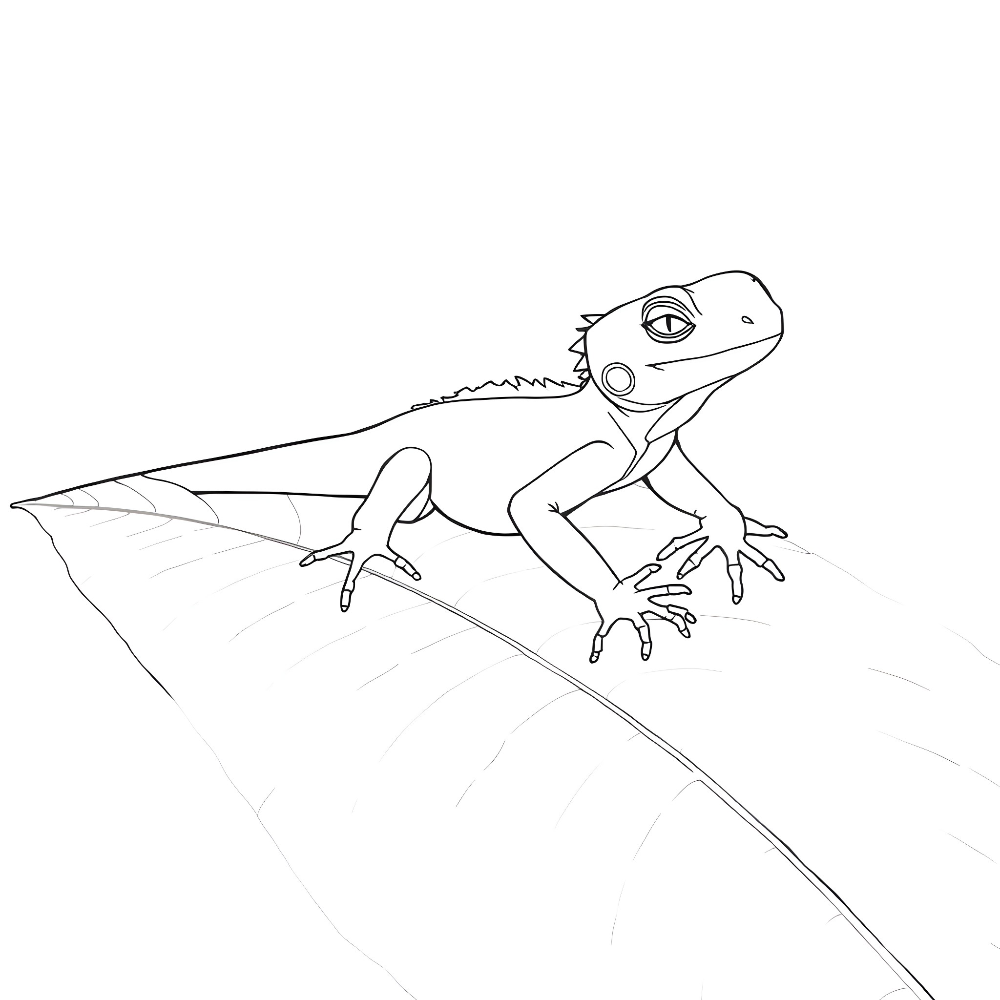 Emerald Tree Skink exploring its habitat Coloring Page (free black-and-white line drawing printable PDF for all, from beginners to advanced learners, including children, teens, adults, and seniors)