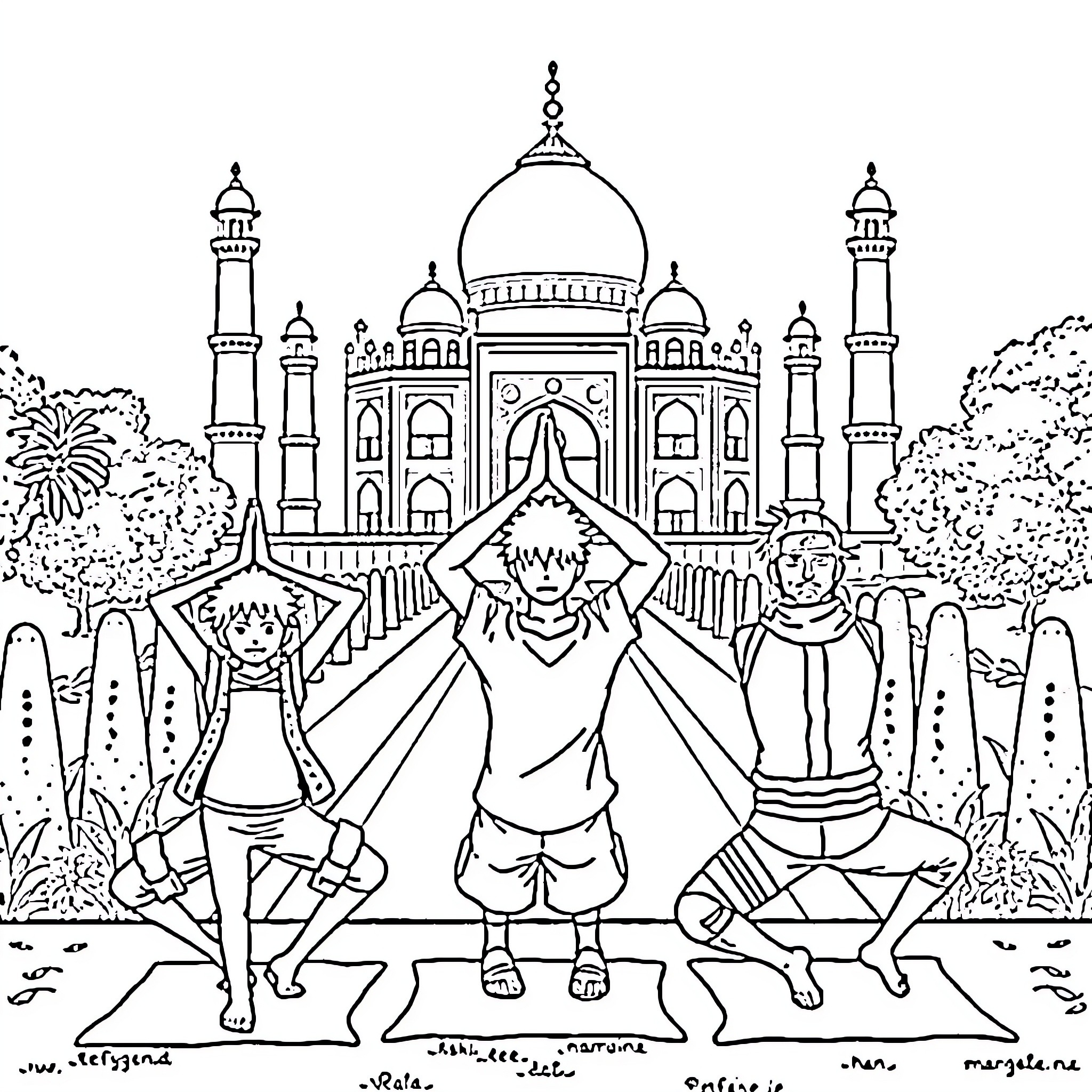 Luffy's Adventure at the Magnificent Palace Coloring Page (free black-and-white line drawing printable PDF for all, from beginners to advanced learners, including children, teens, adults, and seniors)