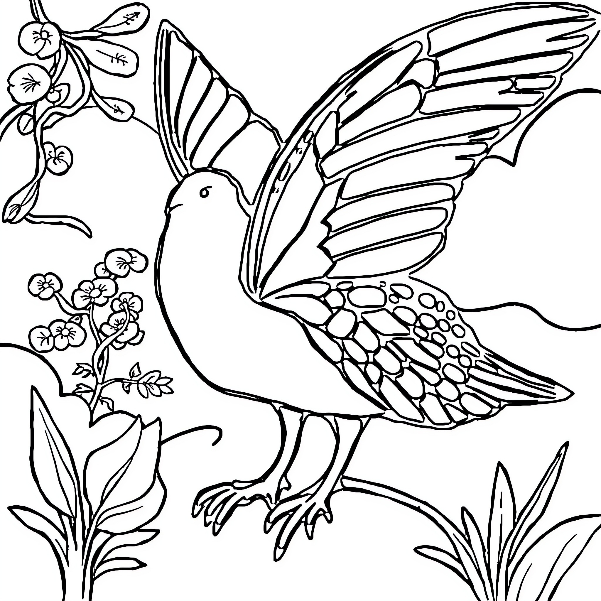 Masha's Colorful Hummingbird Adventure Coloring Page (free black-and-white line drawing printable PDF for all, from beginners to advanced learners, including children, teens, adults, and seniors)