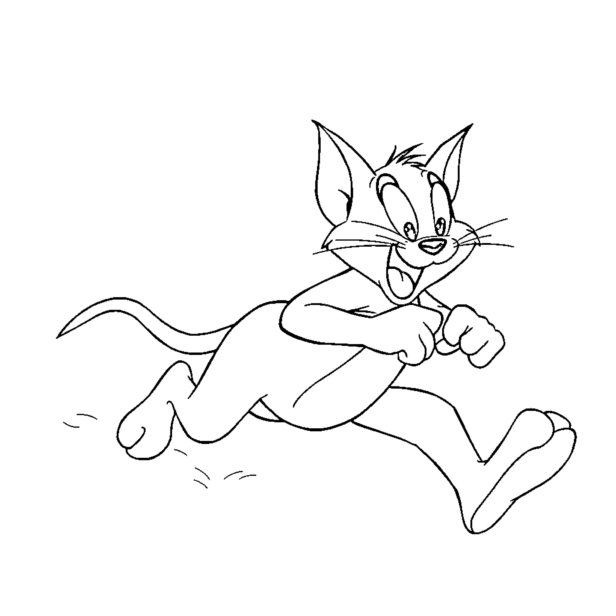 Tom's Playful Antics Coloring Page (free black-and-white line drawing printable PDF for all, from beginners to advanced learners, including children, teens, adults, and seniors)