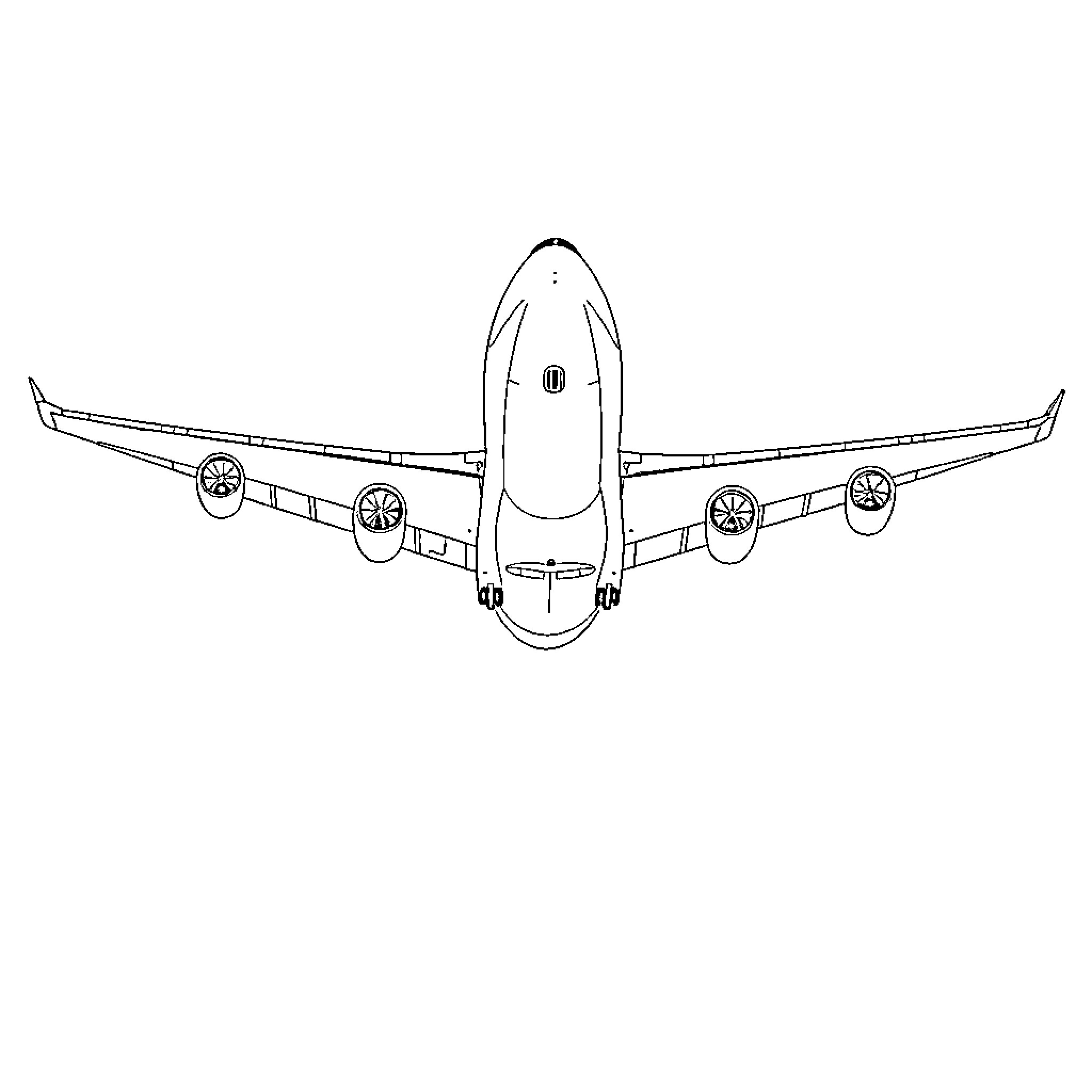 Antonov AN-225 in simple line drawing Coloring Page (free black-and-white line drawing printable PDF for all, from beginners to advanced learners, including children, teens, adults, and seniors)