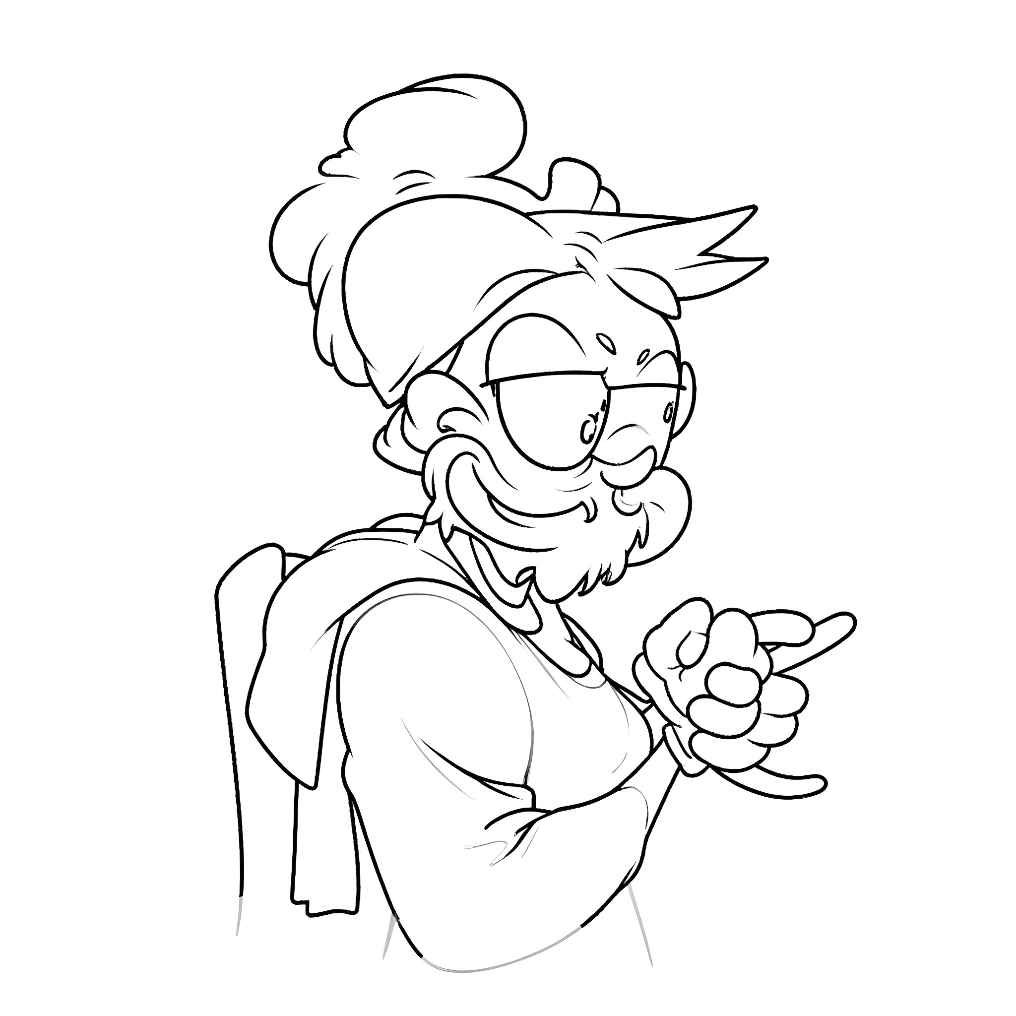 Marvin the Martian in a silly pose Coloring Page (free black-and-white line drawing printable PDF for all, from beginners to advanced learners, including children, teens, adults, and seniors)