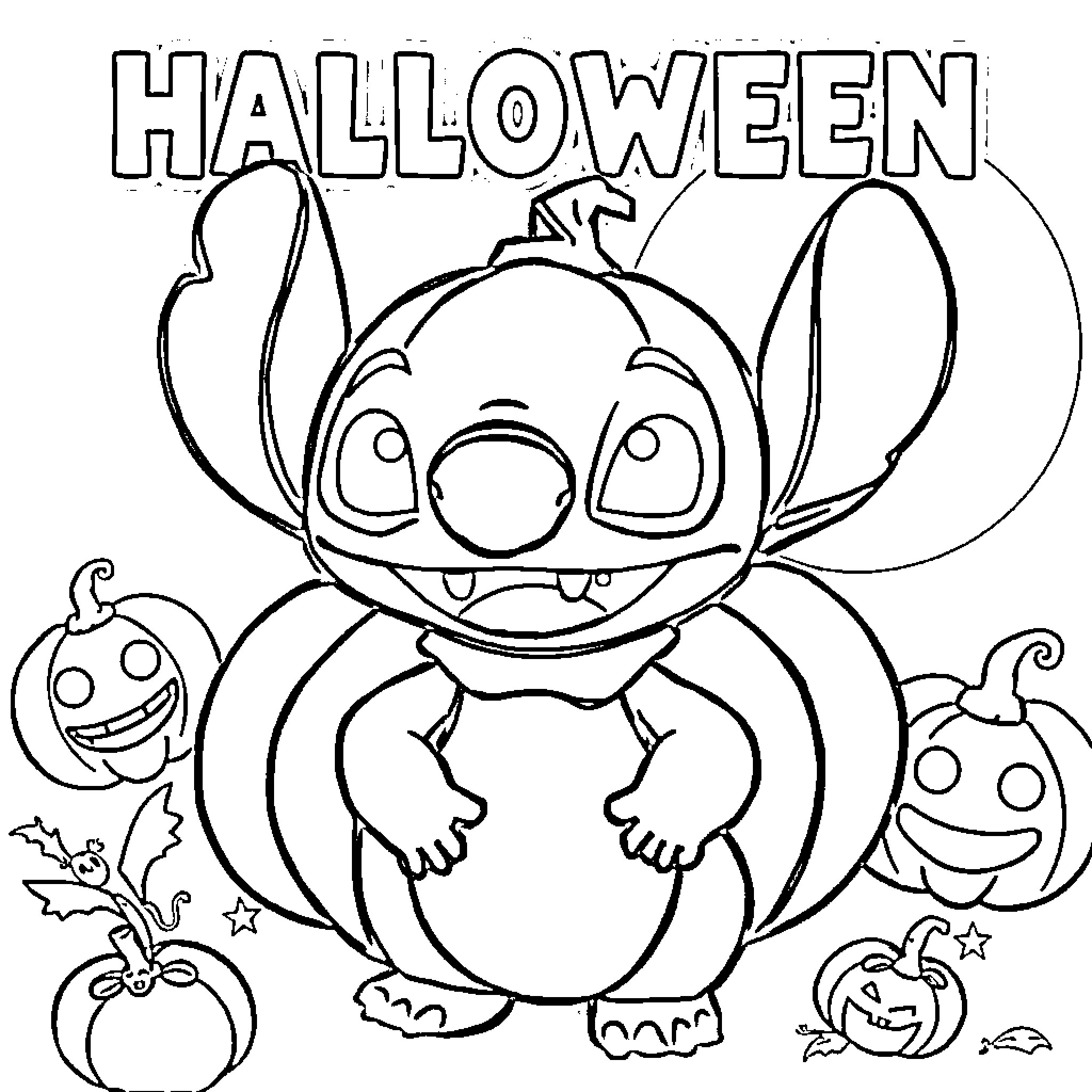 Degu celebrating Halloween with pumpkins and bats Coloring Page (free black-and-white line drawing printable PDF for all, from beginners to advanced learners, including children, teens, adults, and seniors)