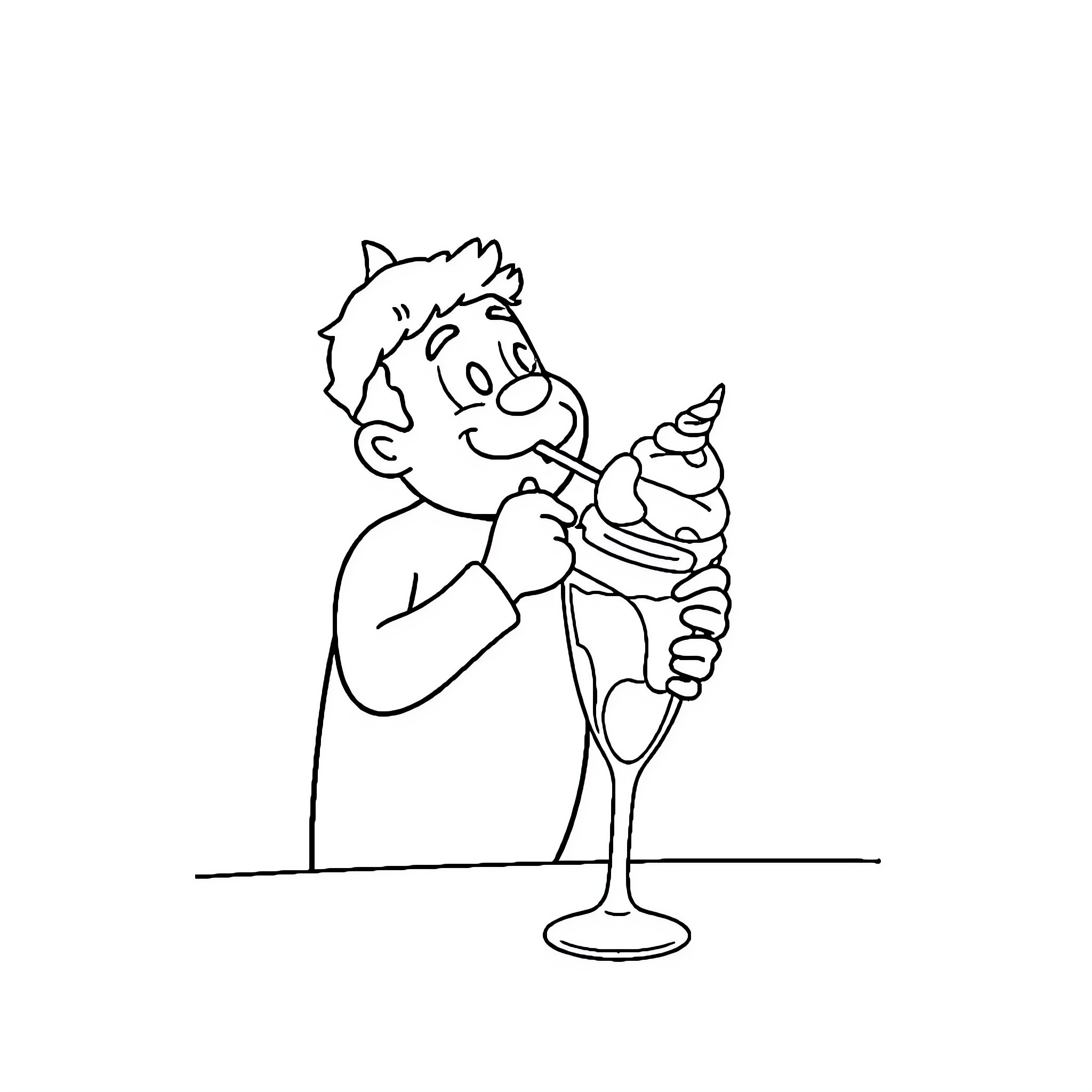 Doctor Enjoys a Refreshing Treat Coloring Page (free black-and-white line drawing printable PDF for all, from beginners to advanced learners, including children, teens, adults, and seniors)