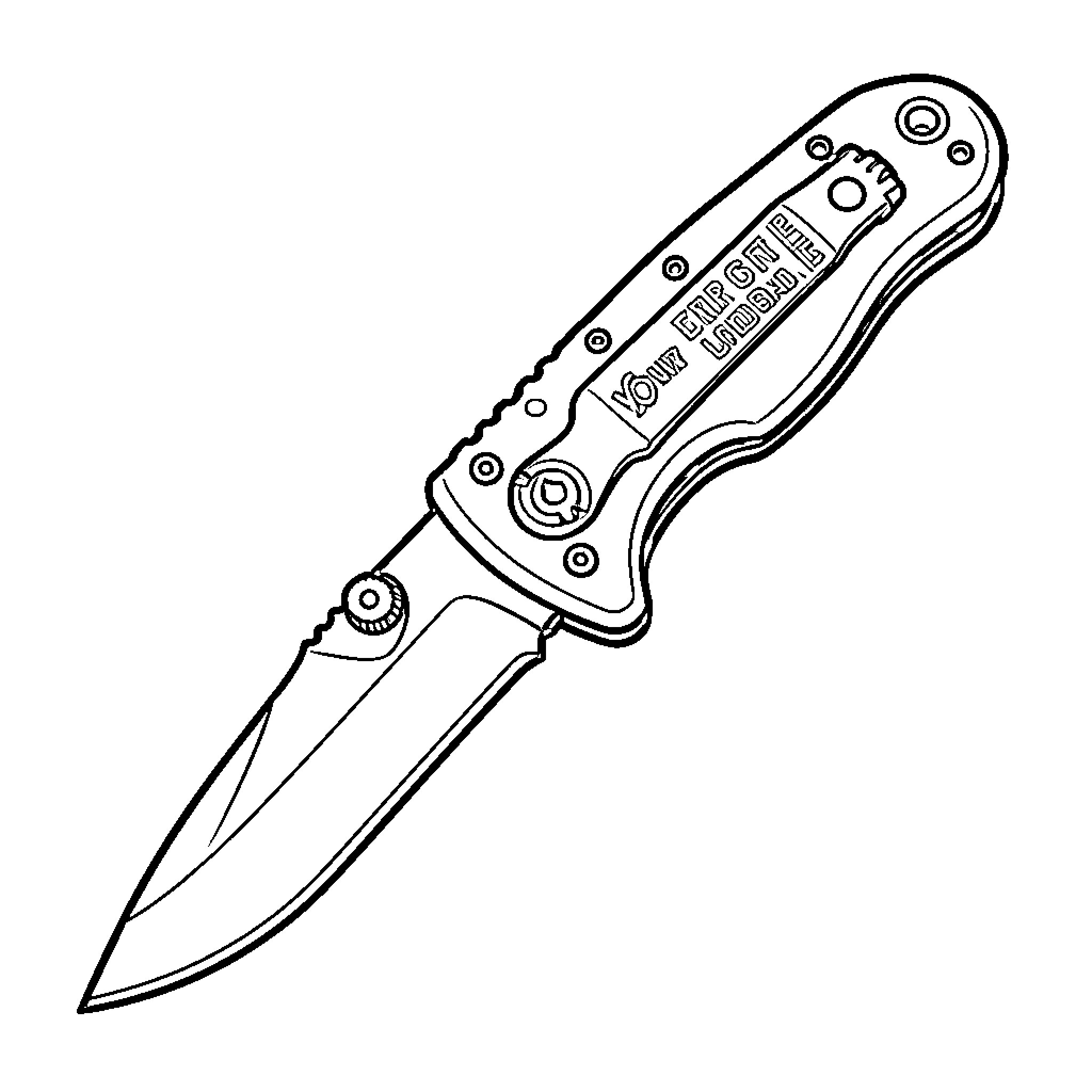 Duralock Knife shown at a diagonal angle Coloring Page (free black-and-white line drawing printable PDF for all, from beginners to advanced learners, including children, teens, adults, and seniors)