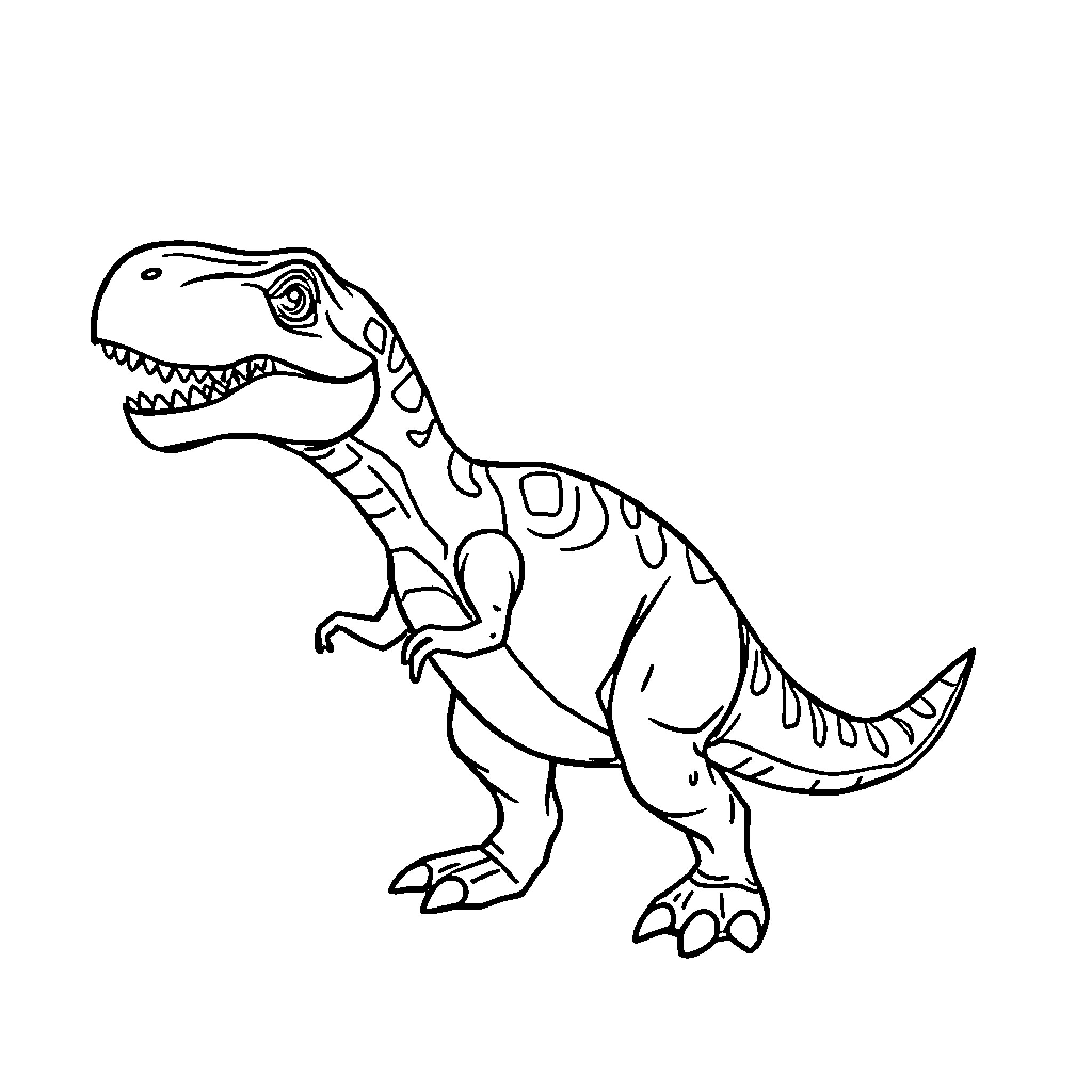 Dinosaur roaring in black and white Coloring Page (free black-and-white line drawing printable PDF for all, from beginners to advanced learners, including children, teens, adults, and seniors)