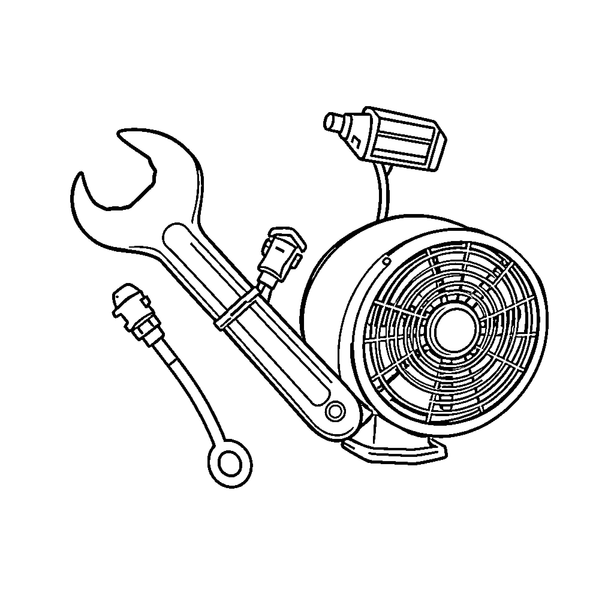 Logo of tools for mechanical work Coloring Page (free black-and-white line drawing printable PDF for all, from beginners to advanced learners, including children, teens, adults, and seniors)