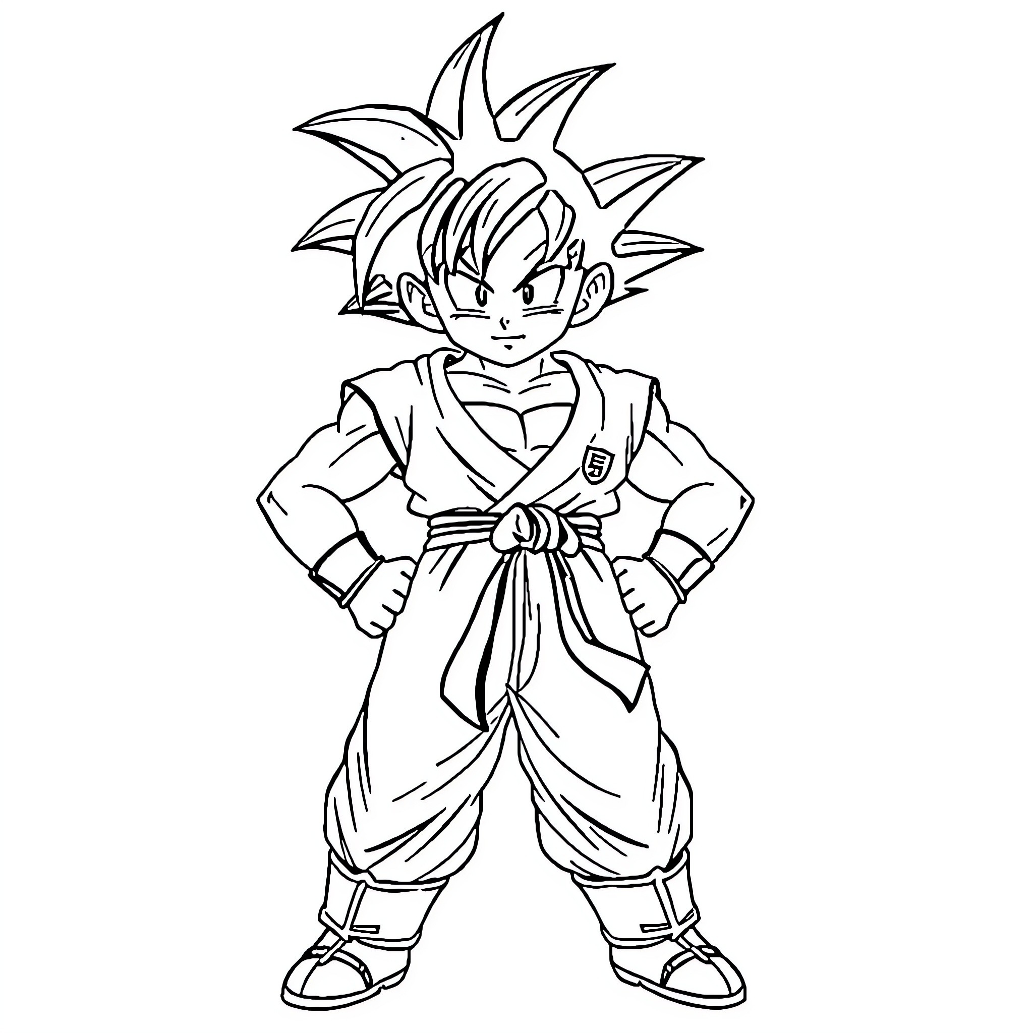 Gohan's Energetic Adventure Coloring Page (free black-and-white line drawing printable PDF for all, from beginners to advanced learners, including children, teens, adults, and seniors)