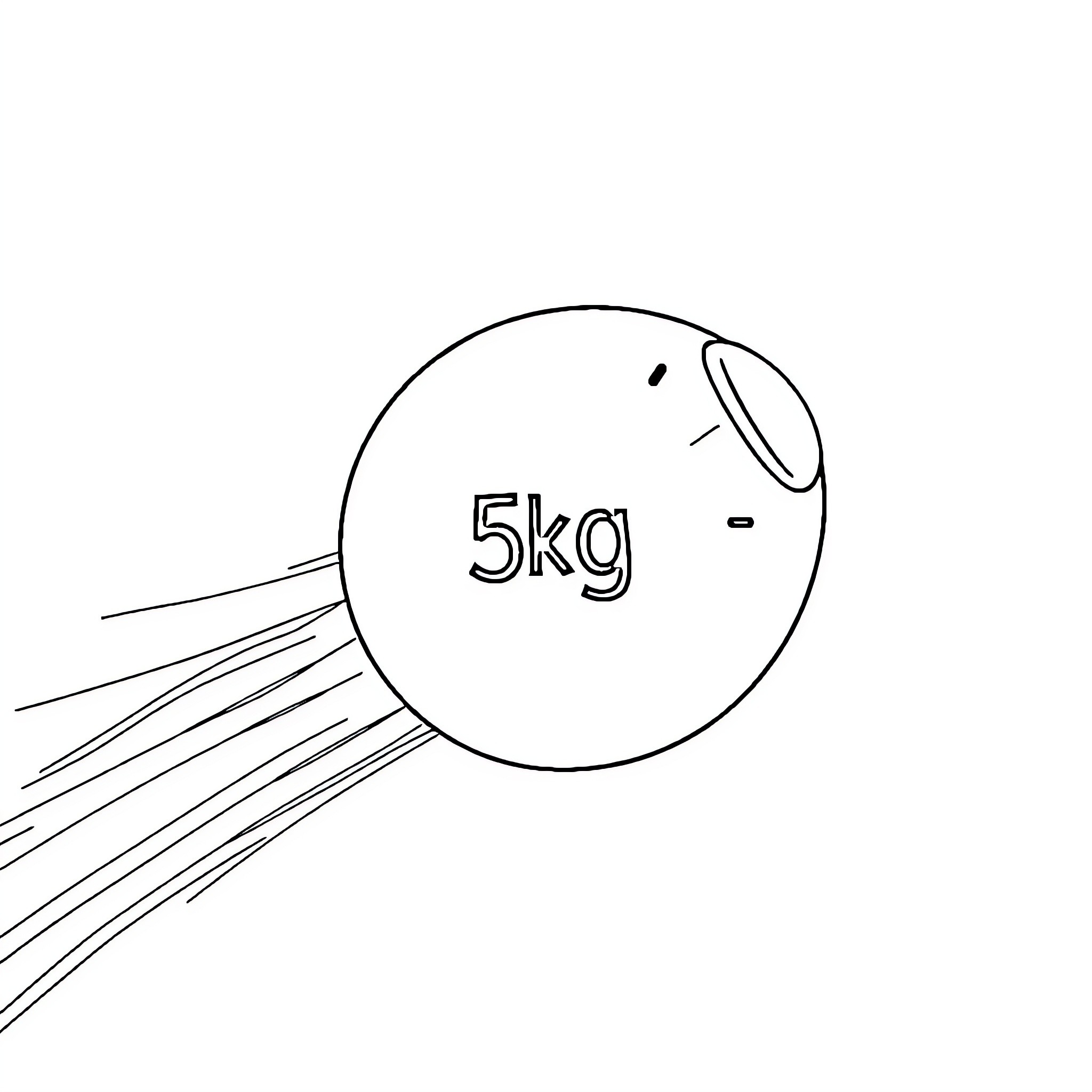 Body of a 5kg weight in motion Coloring Page (free black-and-white line drawing printable PDF for all, from beginners to advanced learners, including children, teens, adults, and seniors)
