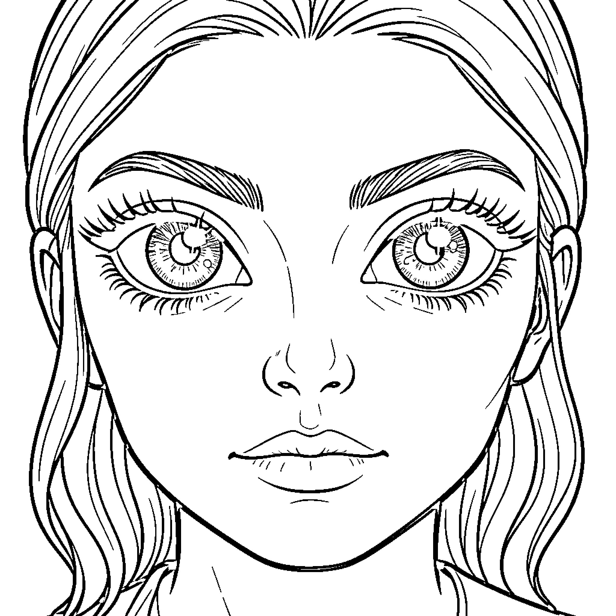 Eye Gazing Intently at the Viewer Coloring Page (free black-and-white line drawing printable PDF for all, from beginners to advanced learners, including children, teens, adults, and seniors)