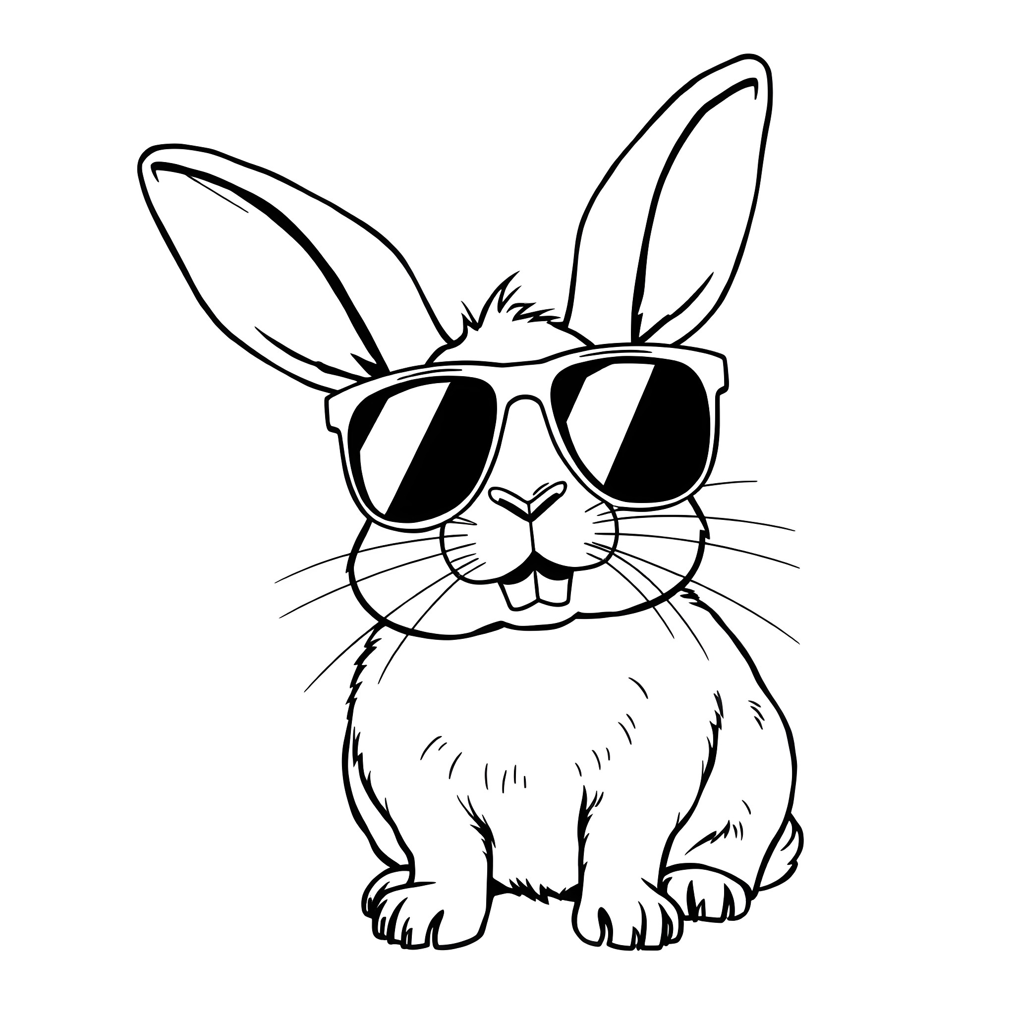 Rabbit wearing stylish sunglasses Coloring Page (free black-and-white line drawing printable PDF for all, from beginners to advanced learners, including children, teens, adults, and seniors)