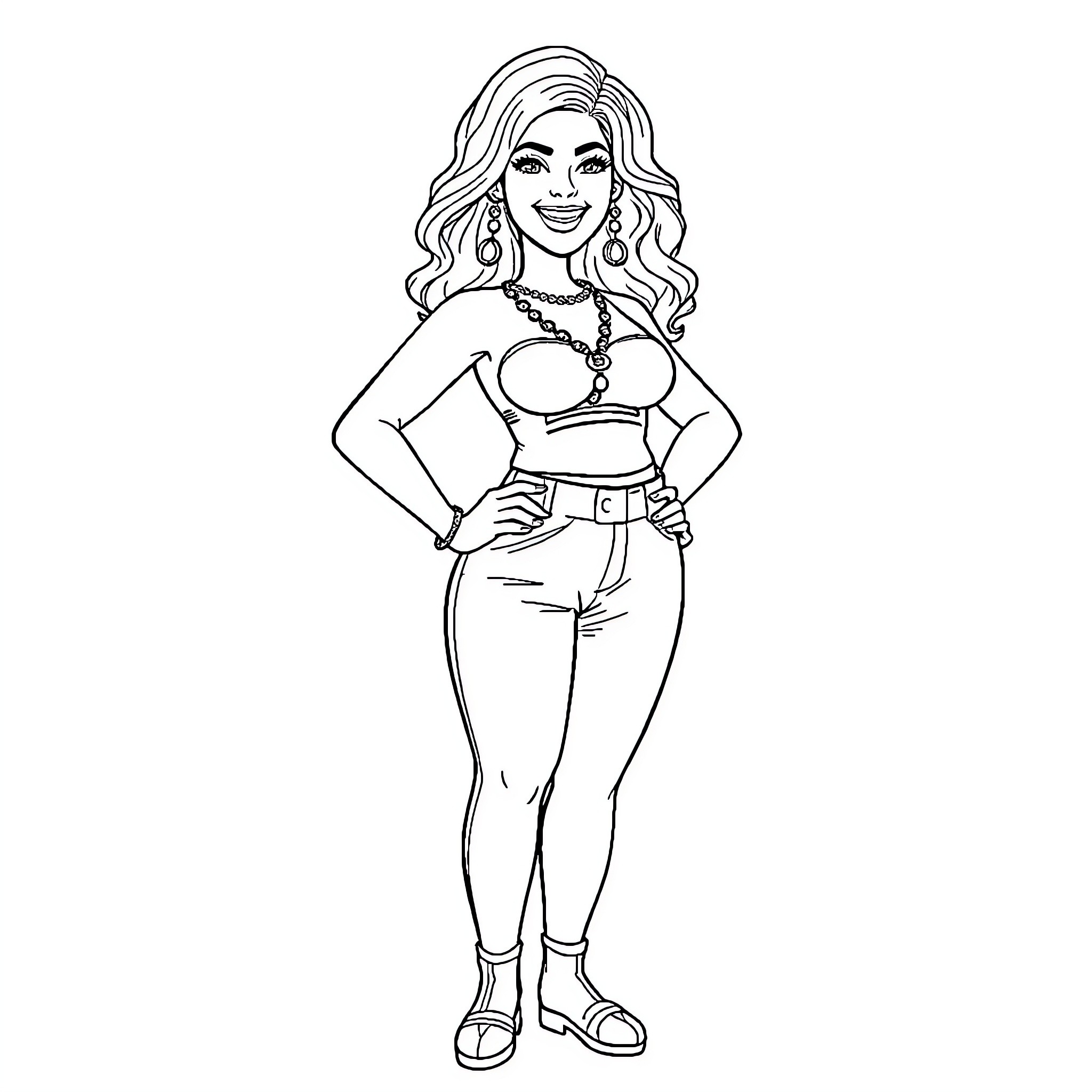 Rasputia's Confident Pose Coloring Page (free black-and-white line drawing printable PDF for all, from beginners to advanced learners, including children, teens, adults, and seniors)