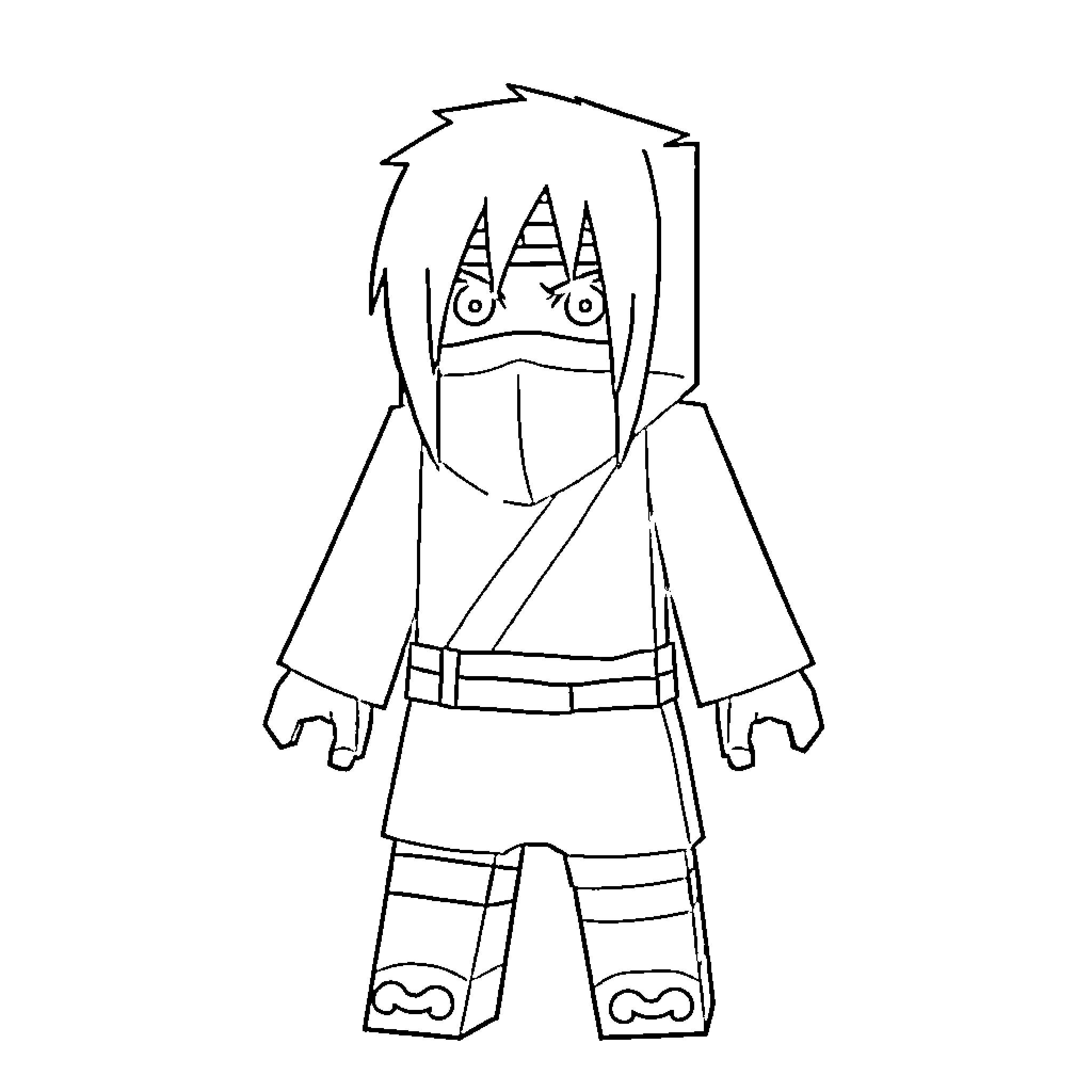 Itachi Uchiha in Ninja Attire Coloring Page (free black-and-white line drawing printable PDF for all, from beginners to advanced learners, including children, teens, adults, and seniors)