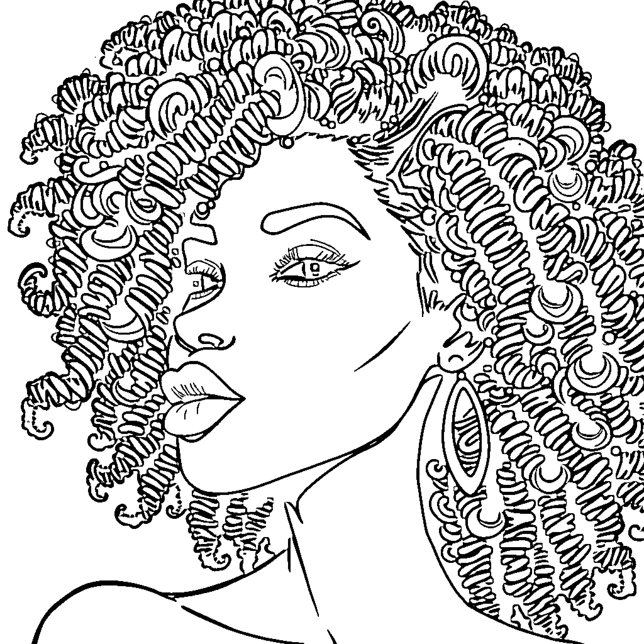 African Frieze of Expressive Faces Coloring Page (free black-and-white line drawing printable PDF for all, from beginners to advanced learners, including children, teens, adults, and seniors)