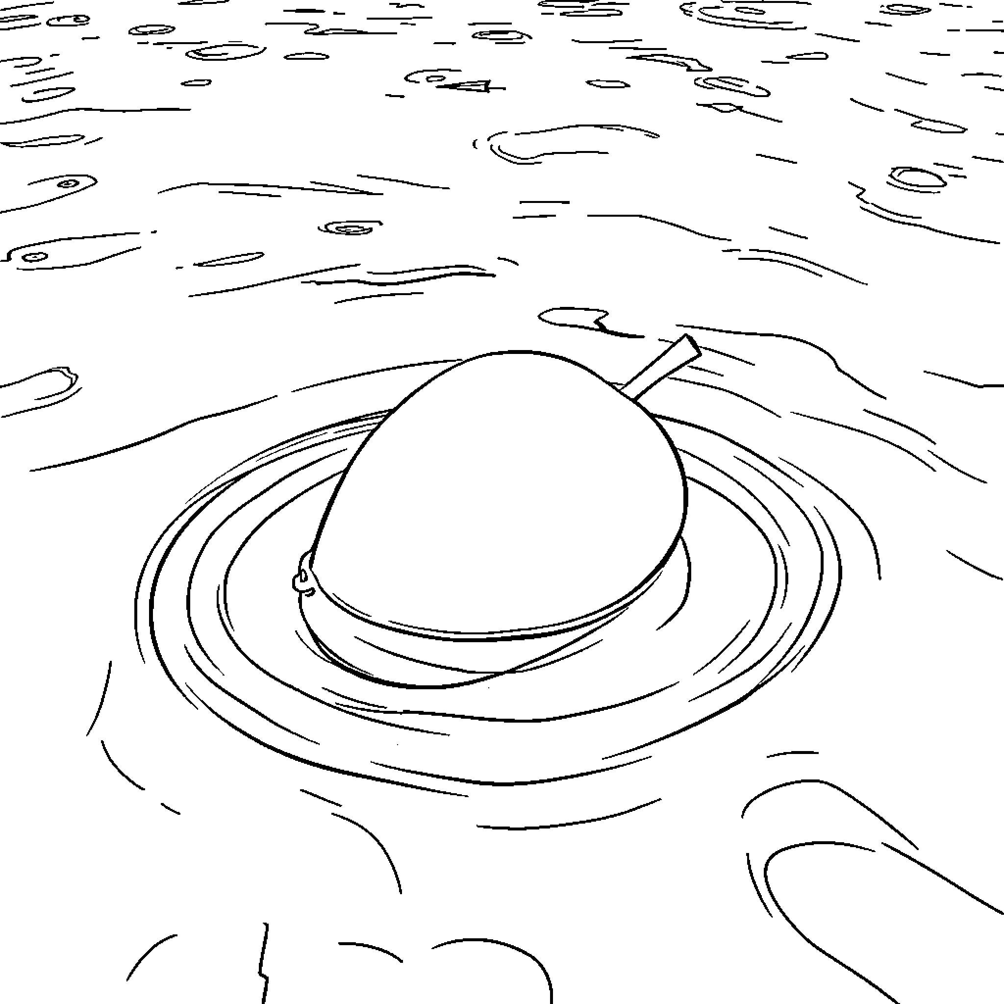 Mango floating on rippling water Coloring Page (free black-and-white line drawing printable PDF for all, from beginners to advanced learners, including children, teens, adults, and seniors)