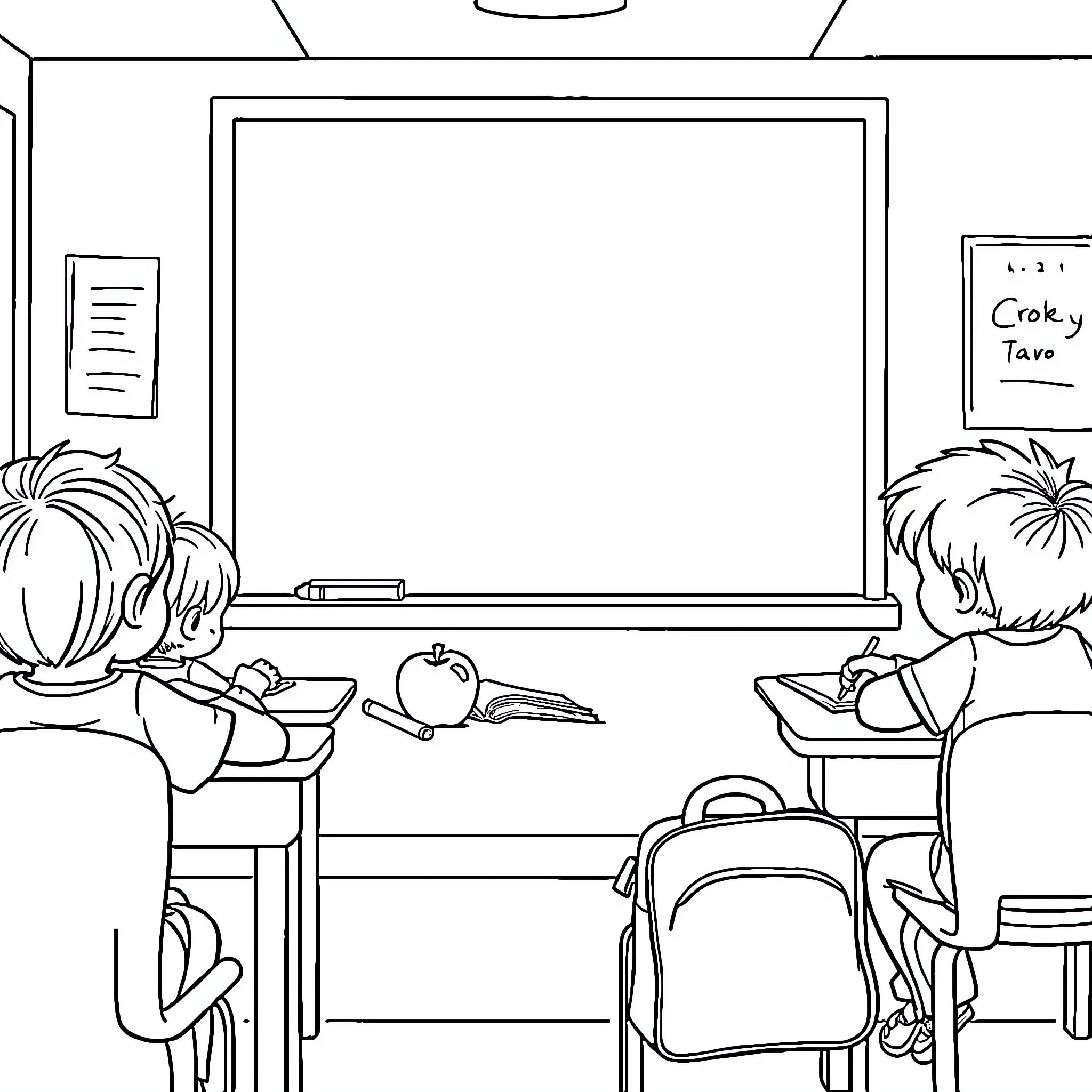 Students learning in the classroom Coloring Page (free black-and-white line drawing printable PDF for all, from beginners to advanced learners, including children, teens, adults, and seniors)
