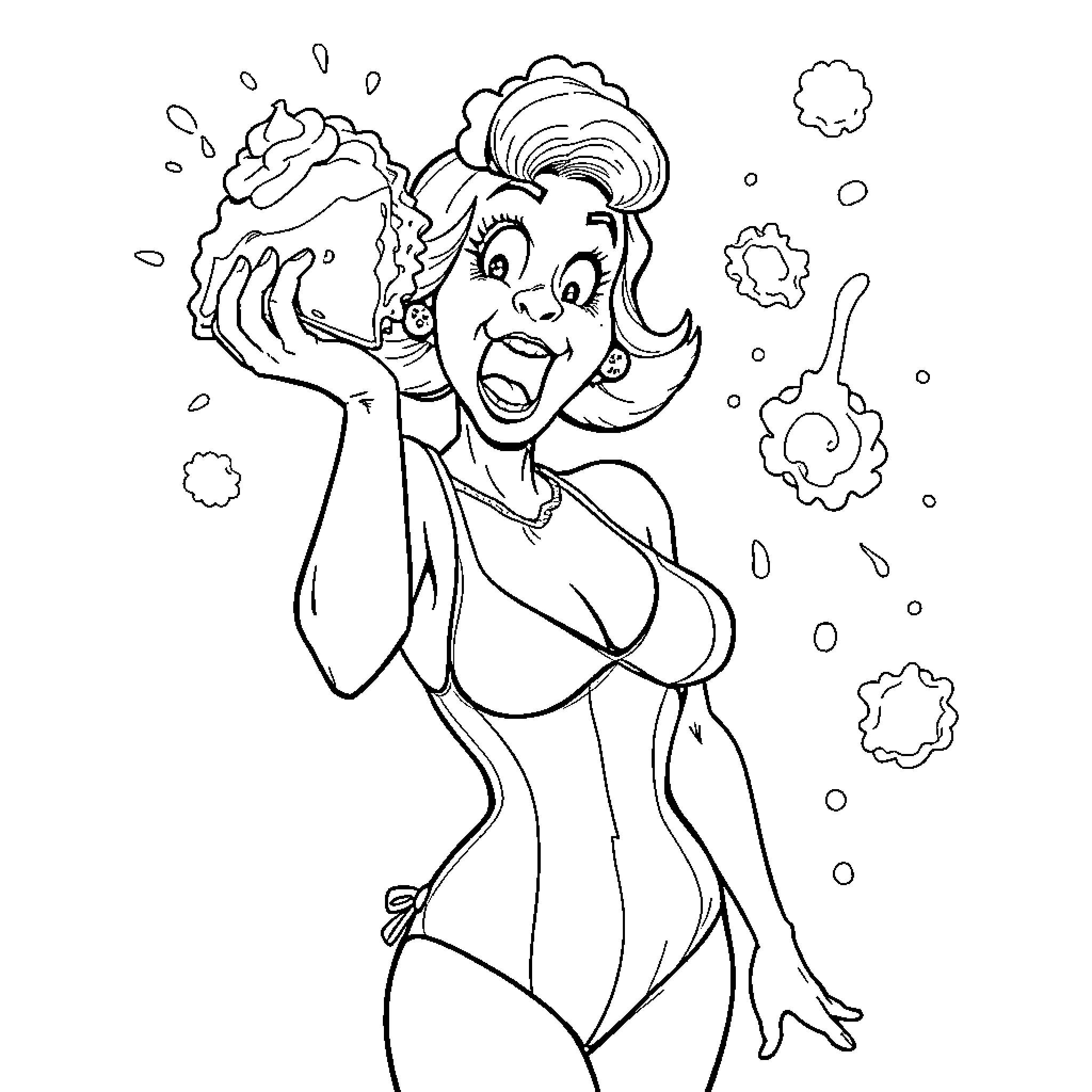 Enid Sinclair's Enthusiastic Exuberance Coloring Page (free black-and-white line drawing printable PDF for all, from beginners to advanced learners, including children, teens, adults, and seniors)