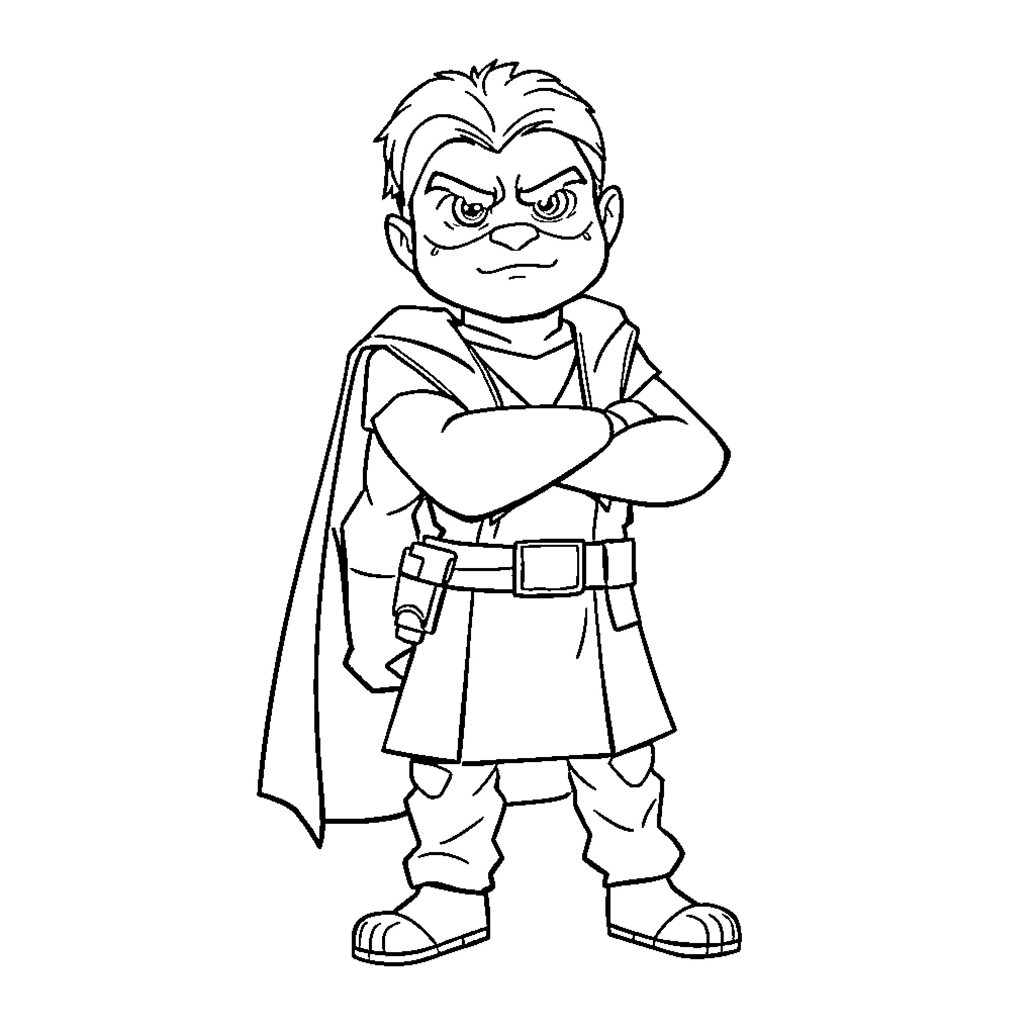 Jax, the Determined Superhero Coloring Page (free black-and-white line drawing printable PDF for all, from beginners to advanced learners, including children, teens, adults, and seniors)