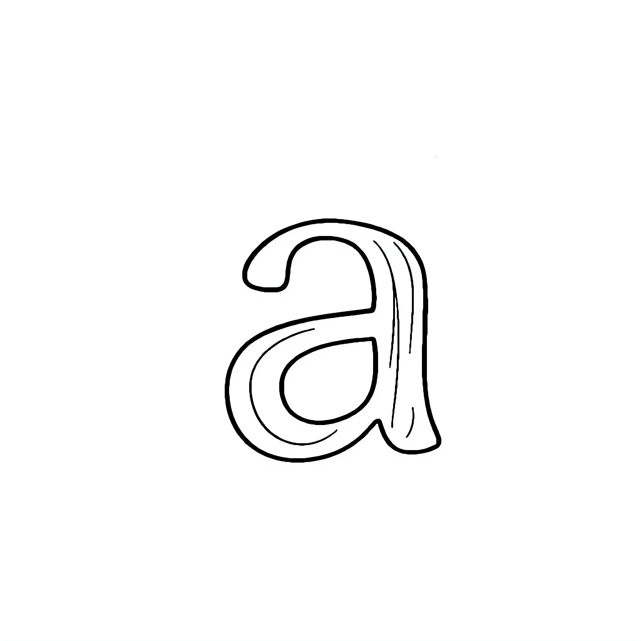 Letter A drawn in cursive style Coloring Page (free black-and-white line drawing printable PDF for all, from beginners to advanced learners, including children, teens, adults, and seniors)