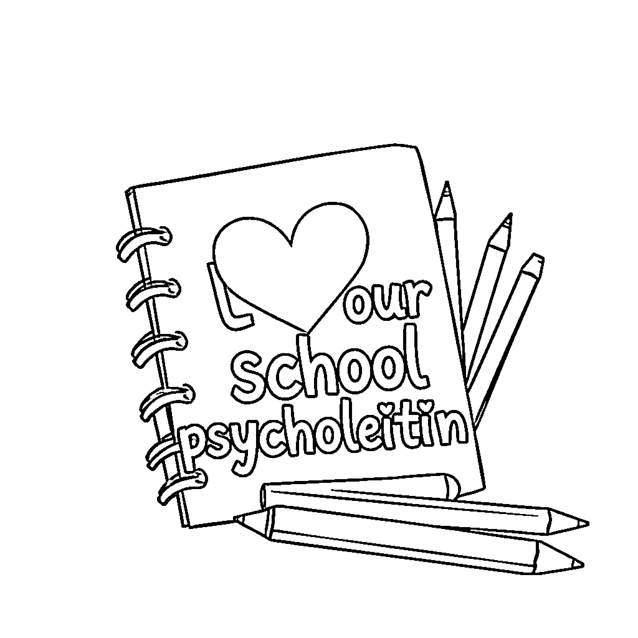 School Item for School Psychologist Coloring Page (free black-and-white line drawing printable PDF for all, from beginners to advanced learners, including children, teens, adults, and seniors)