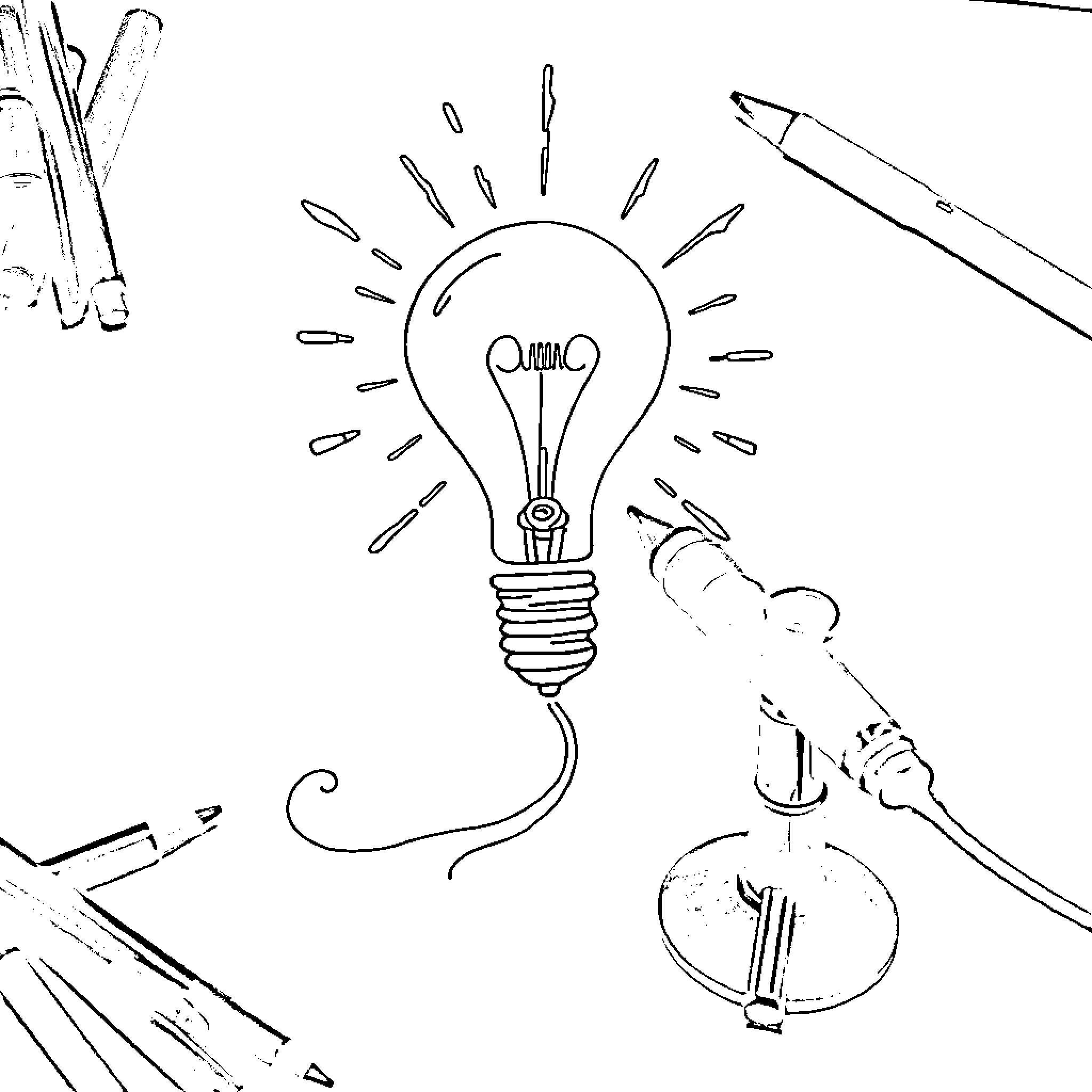 Airbrush art tools and creative inspiration Coloring Page (free black-and-white line drawing printable PDF for all, from beginners to advanced learners, including children, teens, adults, and seniors)