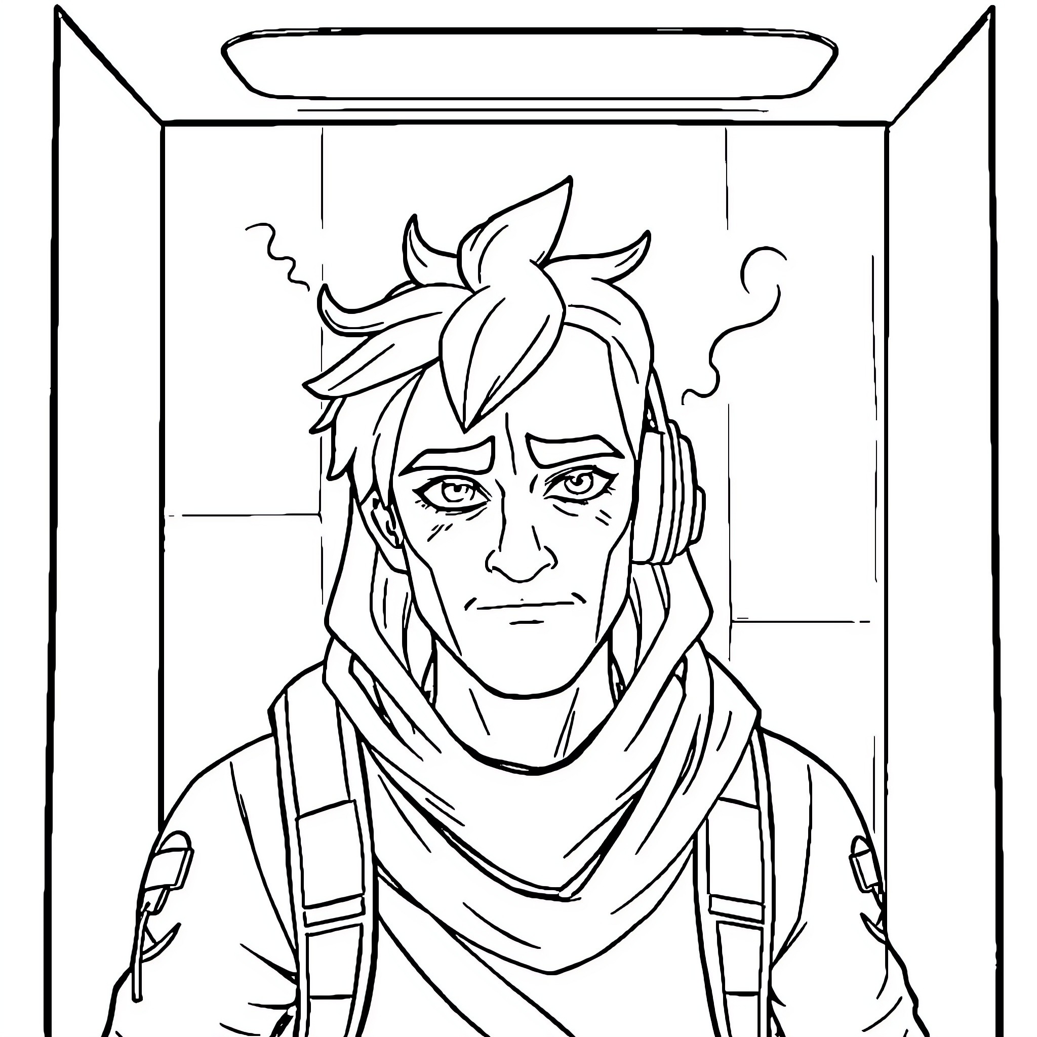 Fortnite Character in a Thoughtful Pose Coloring Page (free black-and-white line drawing printable PDF for all, from beginners to advanced learners, including children, teens, adults, and seniors)