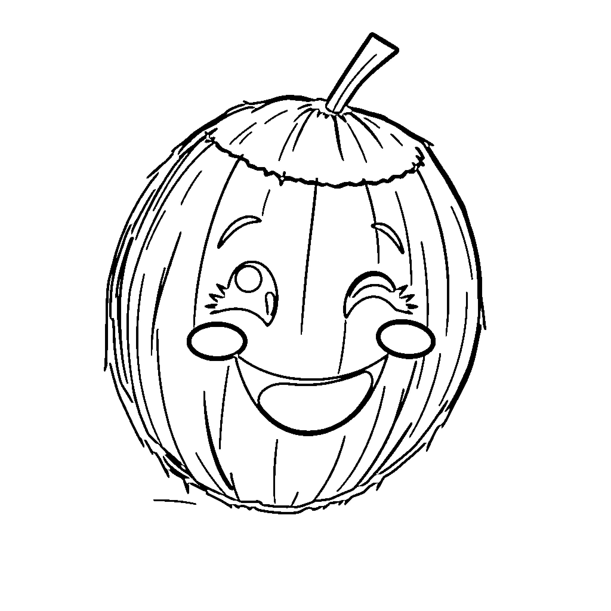 Coconut with a happy face Coloring Page (free black-and-white line drawing printable PDF for all, from beginners to advanced learners, including children, teens, adults, and seniors)