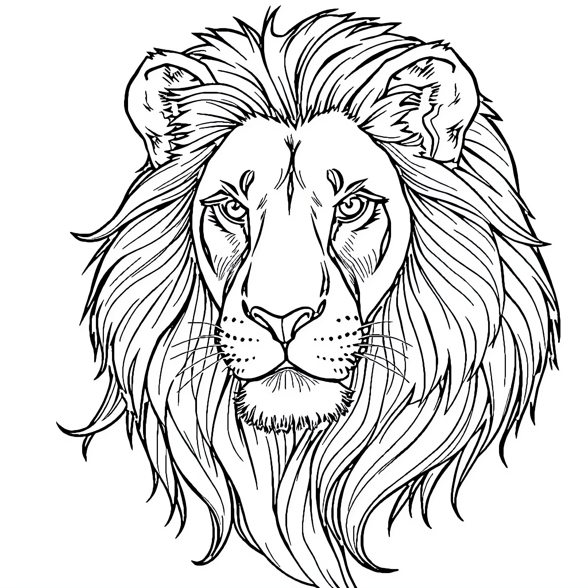 Email with Powerful Lion Illustration Coloring Page (free black-and-white line drawing printable PDF for all, from beginners to advanced learners, including children, teens, adults, and seniors)