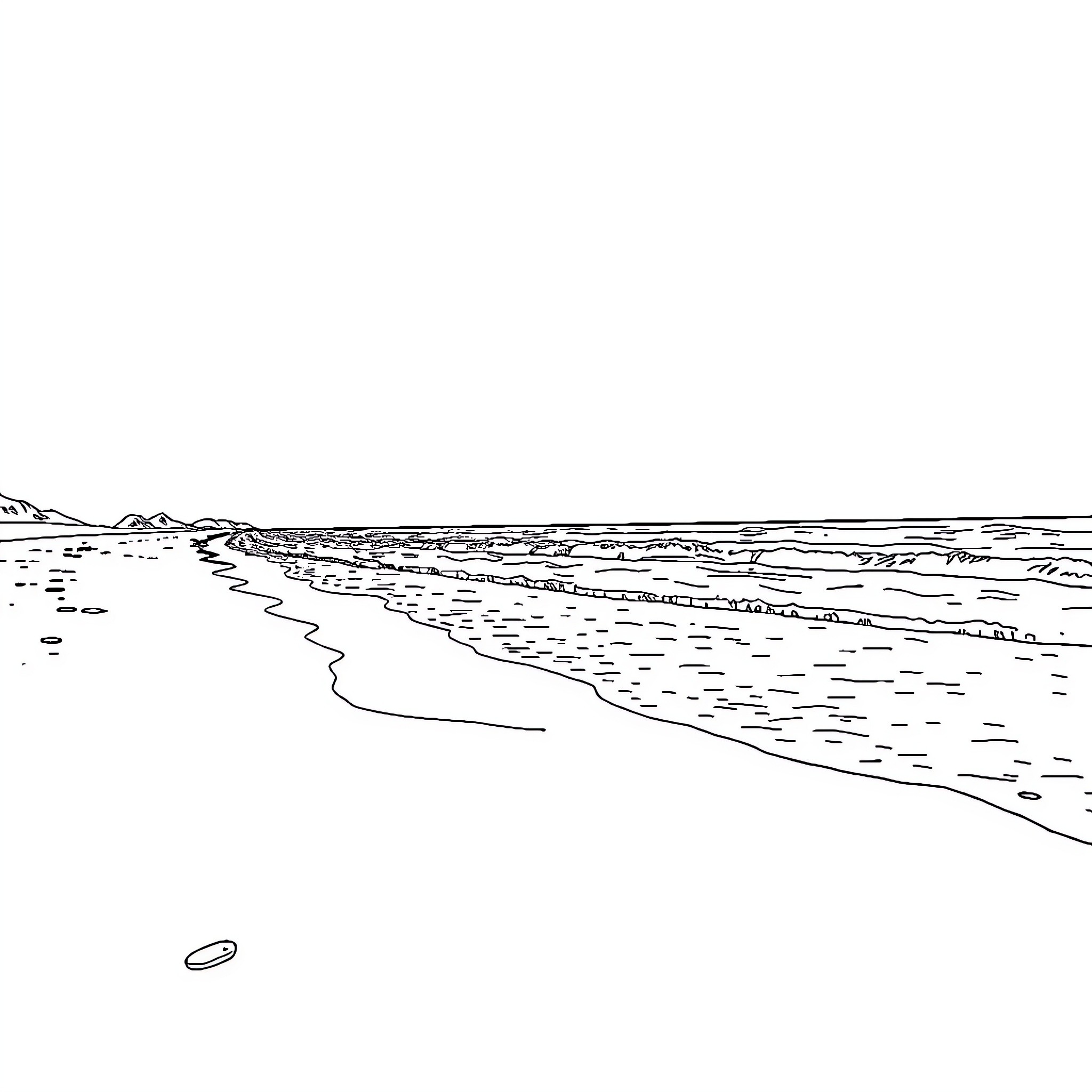 Doberman running happily on the beach Coloring Page (free black-and-white line drawing printable PDF for all, from beginners to advanced learners, including children, teens, adults, and seniors)