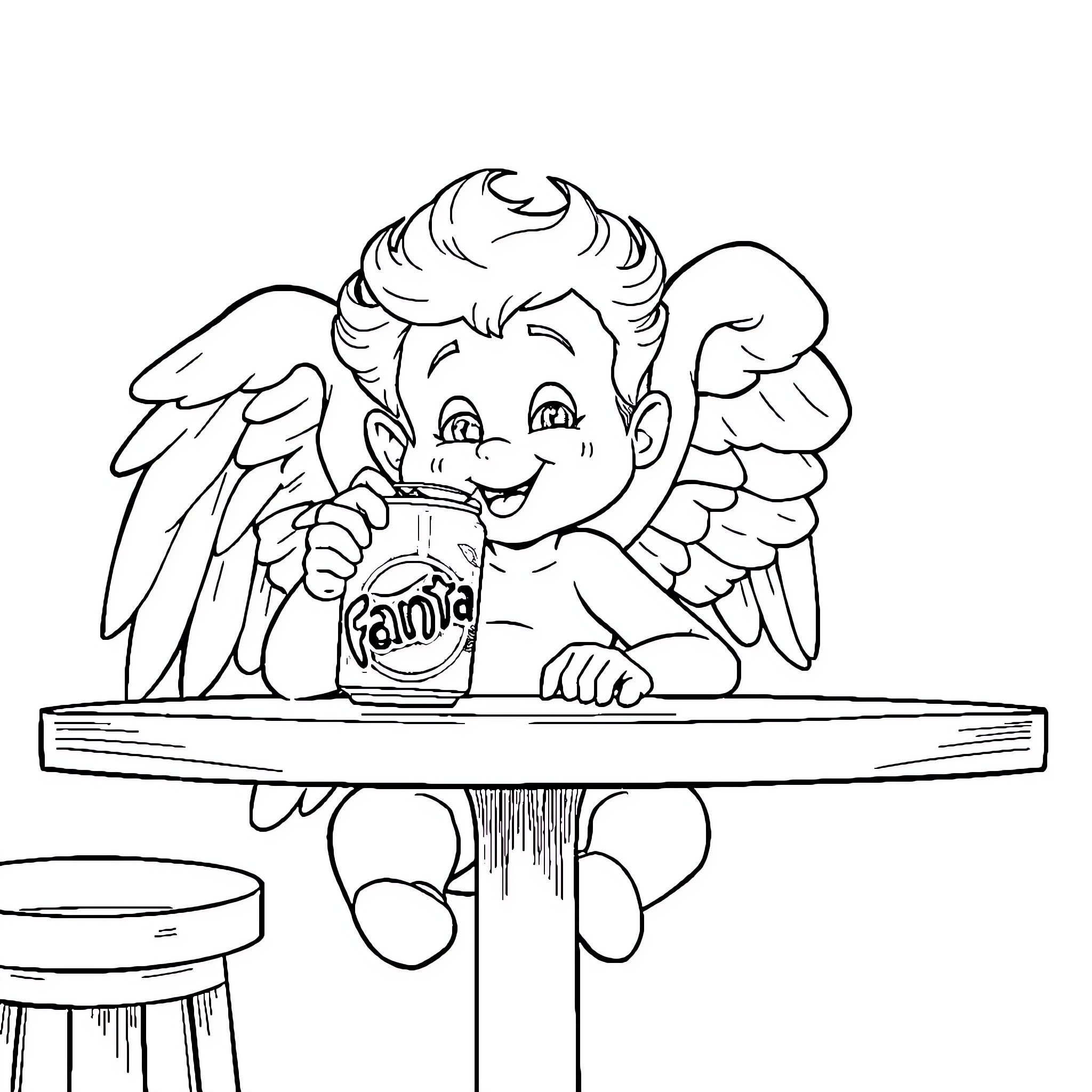 Angeldust enjoying a refreshing beverage Coloring Page (free black-and-white line drawing printable PDF for all, from beginners to advanced learners, including children, teens, adults, and seniors)