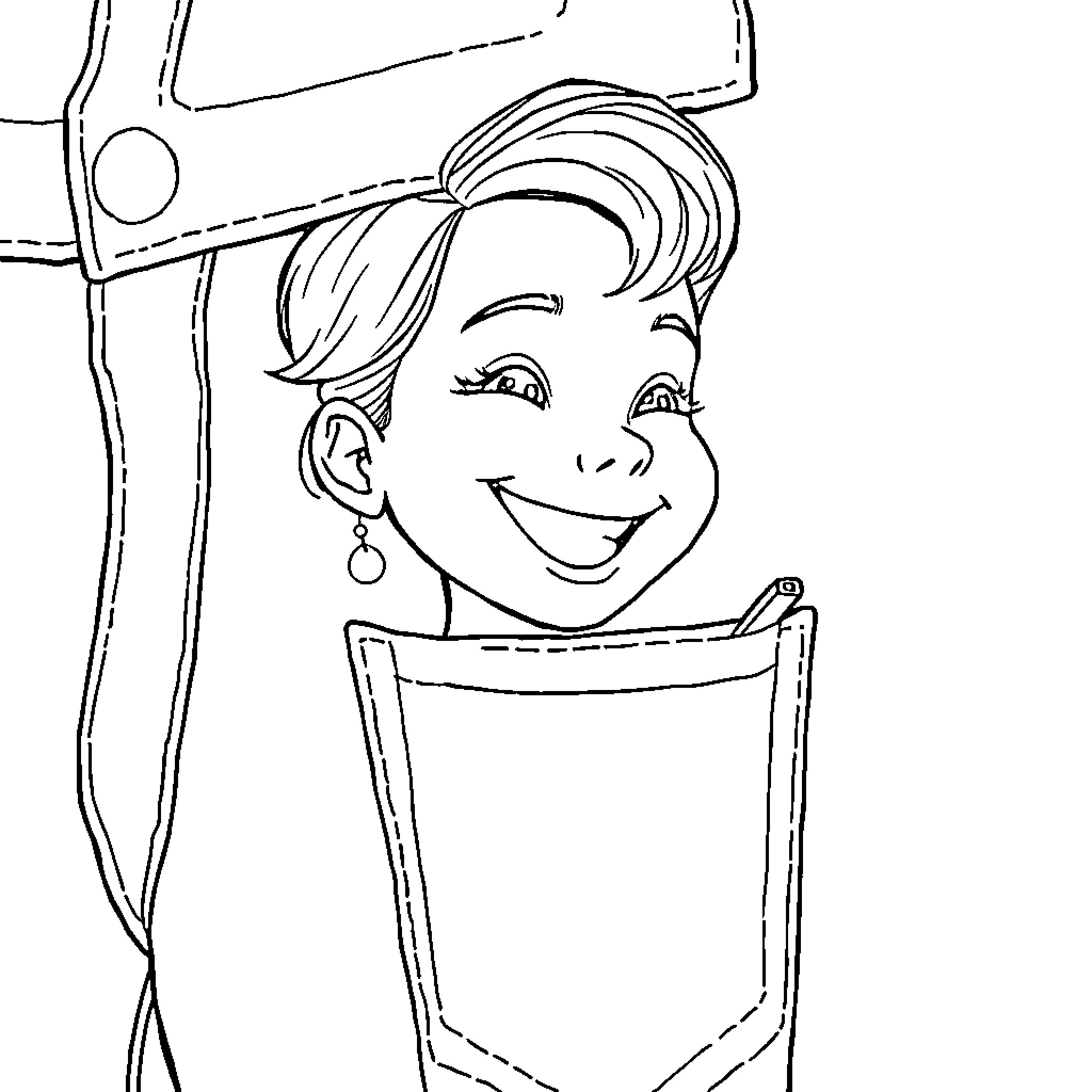 Pocket pal's smiling delight Coloring Page (free black-and-white line drawing printable PDF for all, from beginners to advanced learners, including children, teens, adults, and seniors)